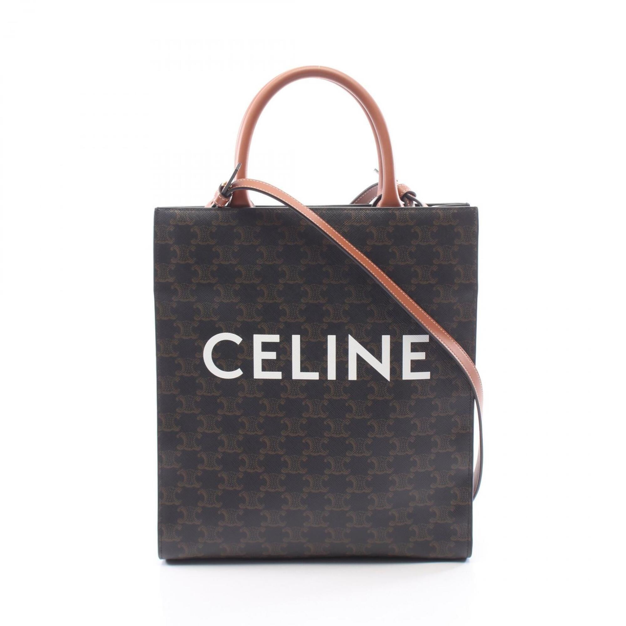 Celine Black Brown Pvc Coated Canvas Leather Tote Bag (Pre-Owned)