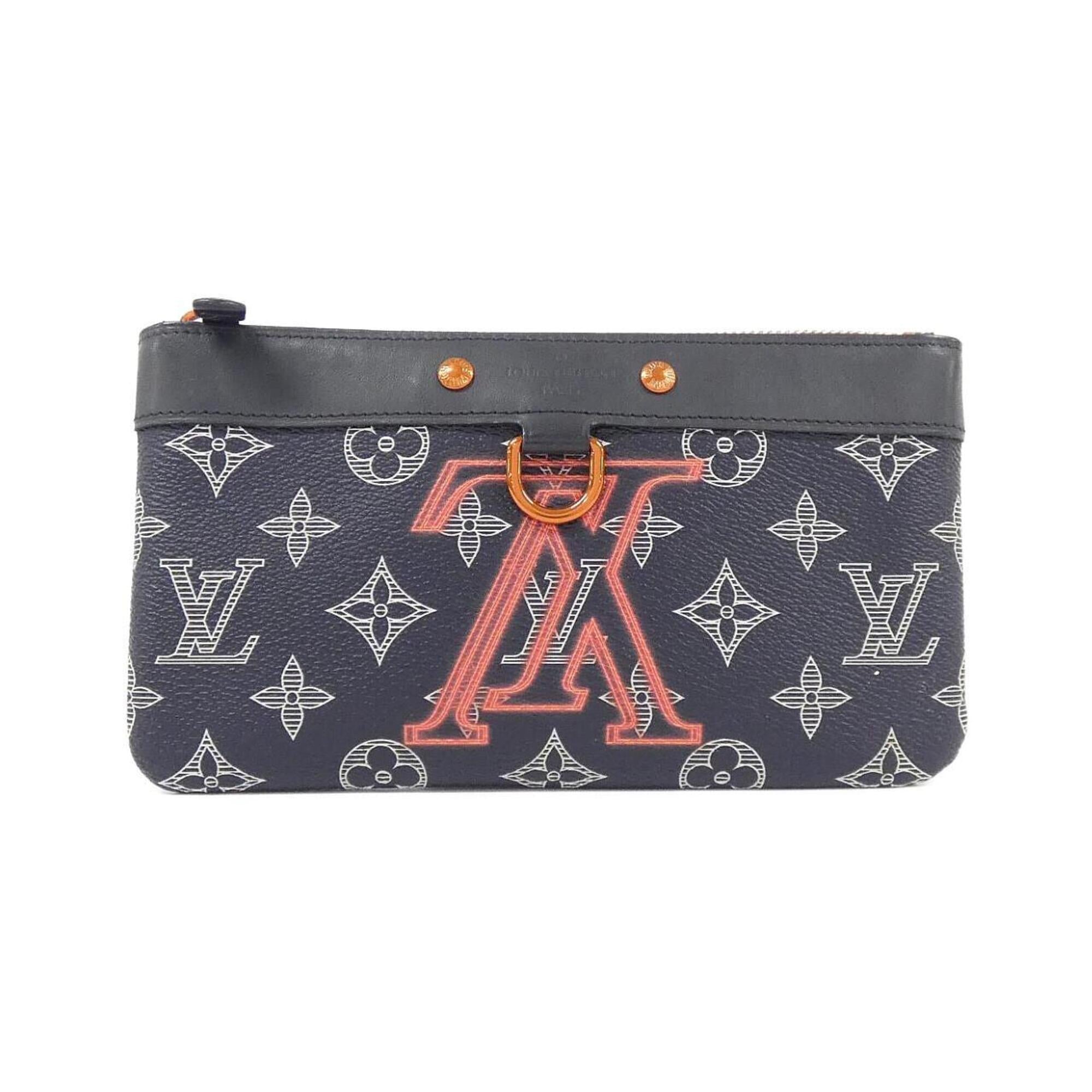 Louis Vuitton Blue Corail Coated Canvas Handbag Pochette (Pre-Owned)