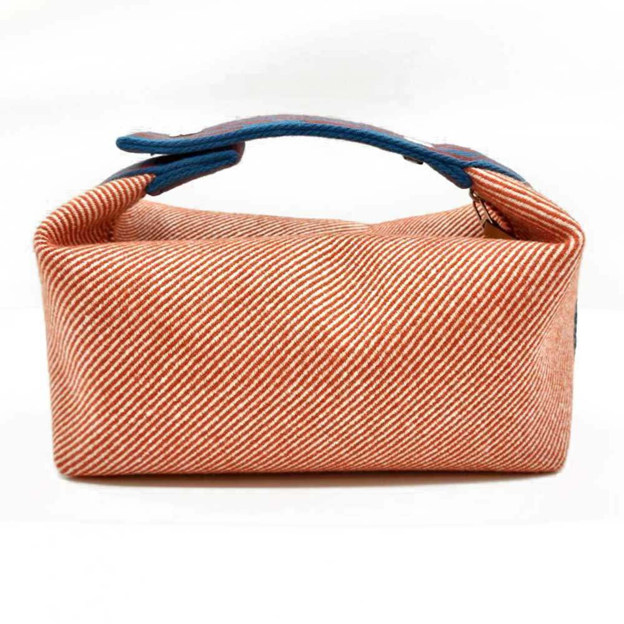 Hermes Blue Orange Red Color Canvas Handbag Pouch (Pre-Owned)