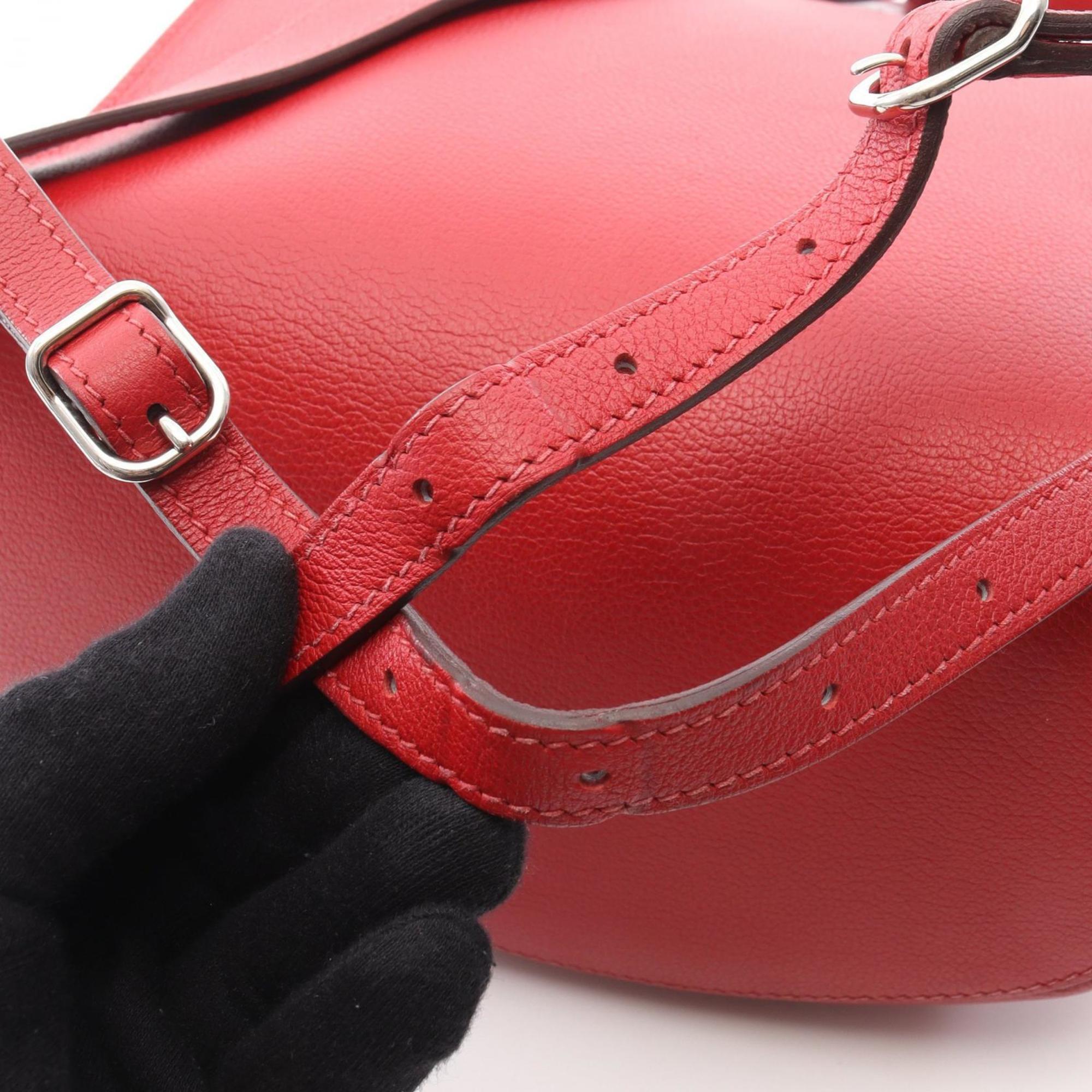 Hermes Red Color Rouge Casaque Evergrain Leather Leather Backpack Handbag (Pre-Owned)