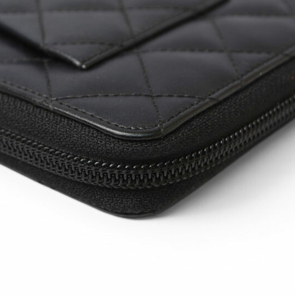 Chanel Black Leather Long Wallet (Bi-Fold) (Pre-Owned)
