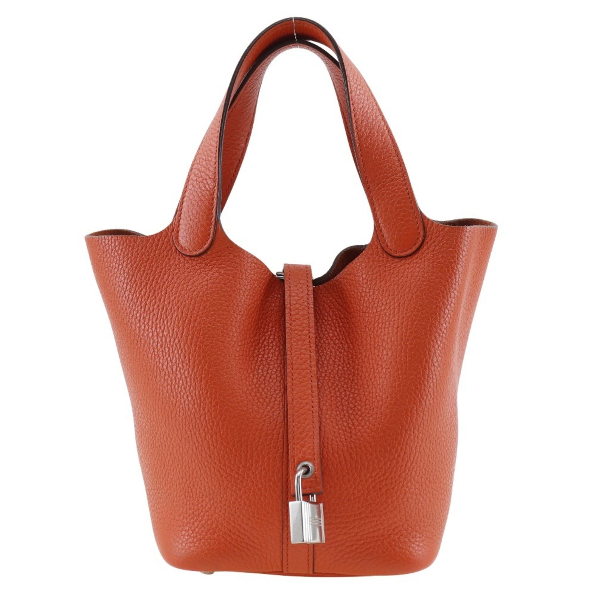 Hermes Orange Taurillon Clemence Leather Handbag (Pre-Owned)