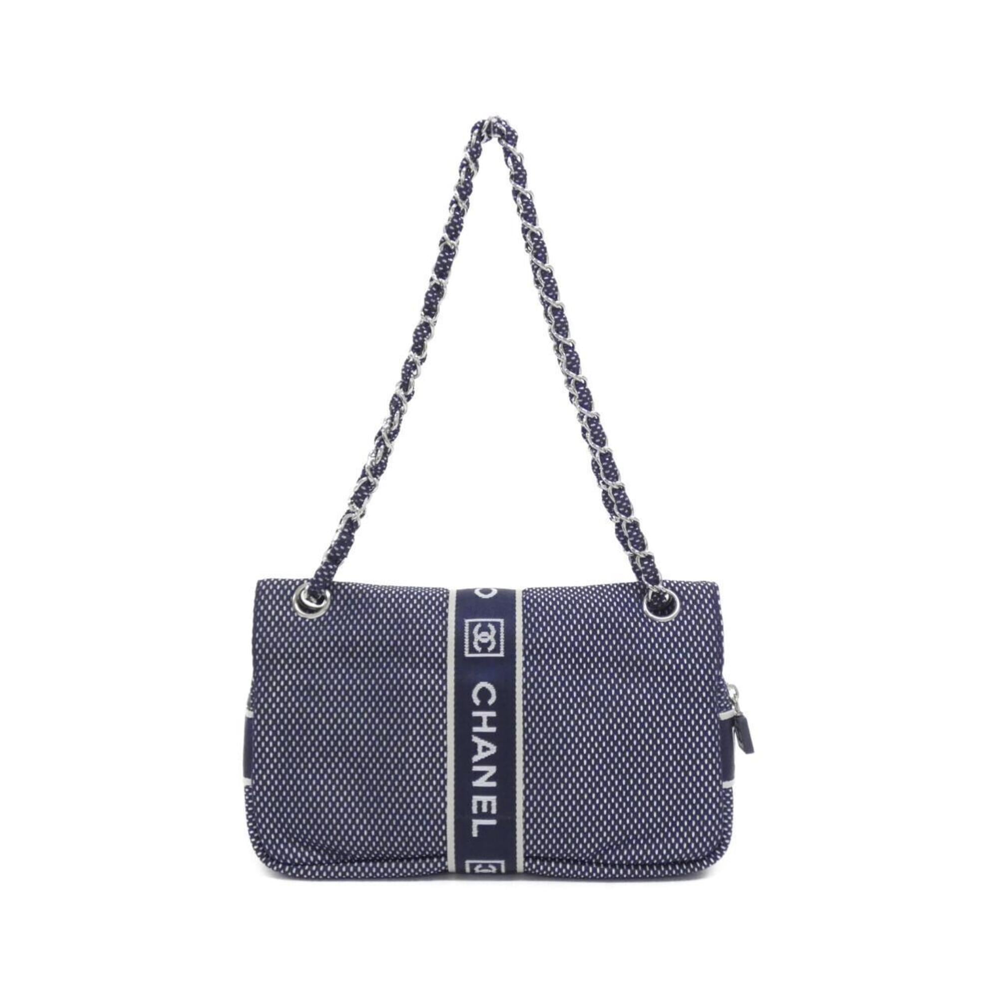 Chanel Navy Canvas Shoulder Bag (Pre-Owned)