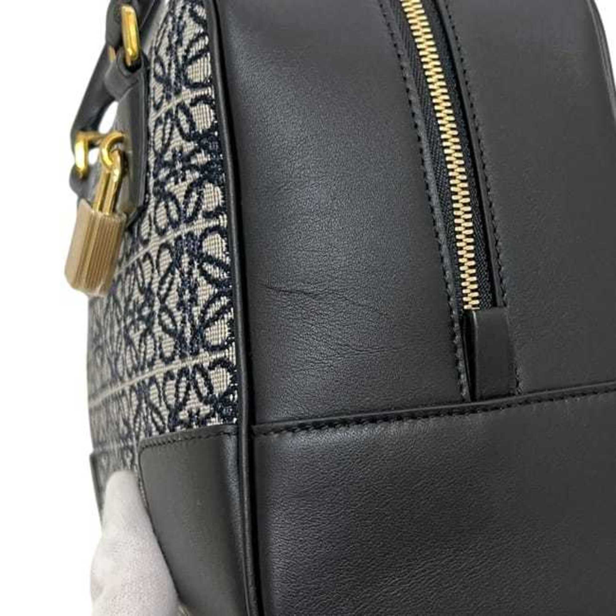 Loewe Black Navy Canvas Leather Handbag (Pre-Owned)