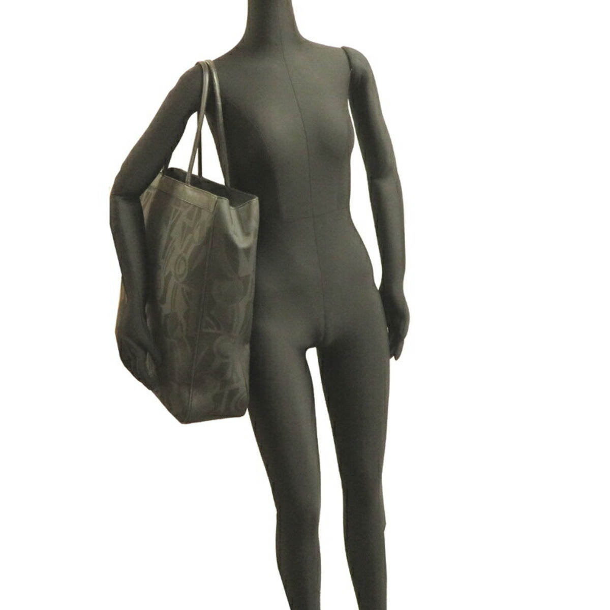 Salvatore Ferragamo Black Leather Canvas Tote Bag (Pre-Owned)