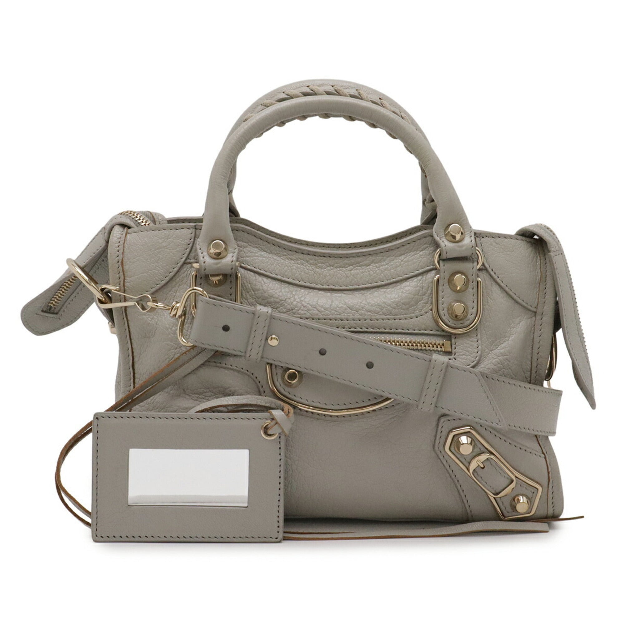 Balenciaga Light Gray Leather Handbag Shoulder Bag (Pre-Owned)
