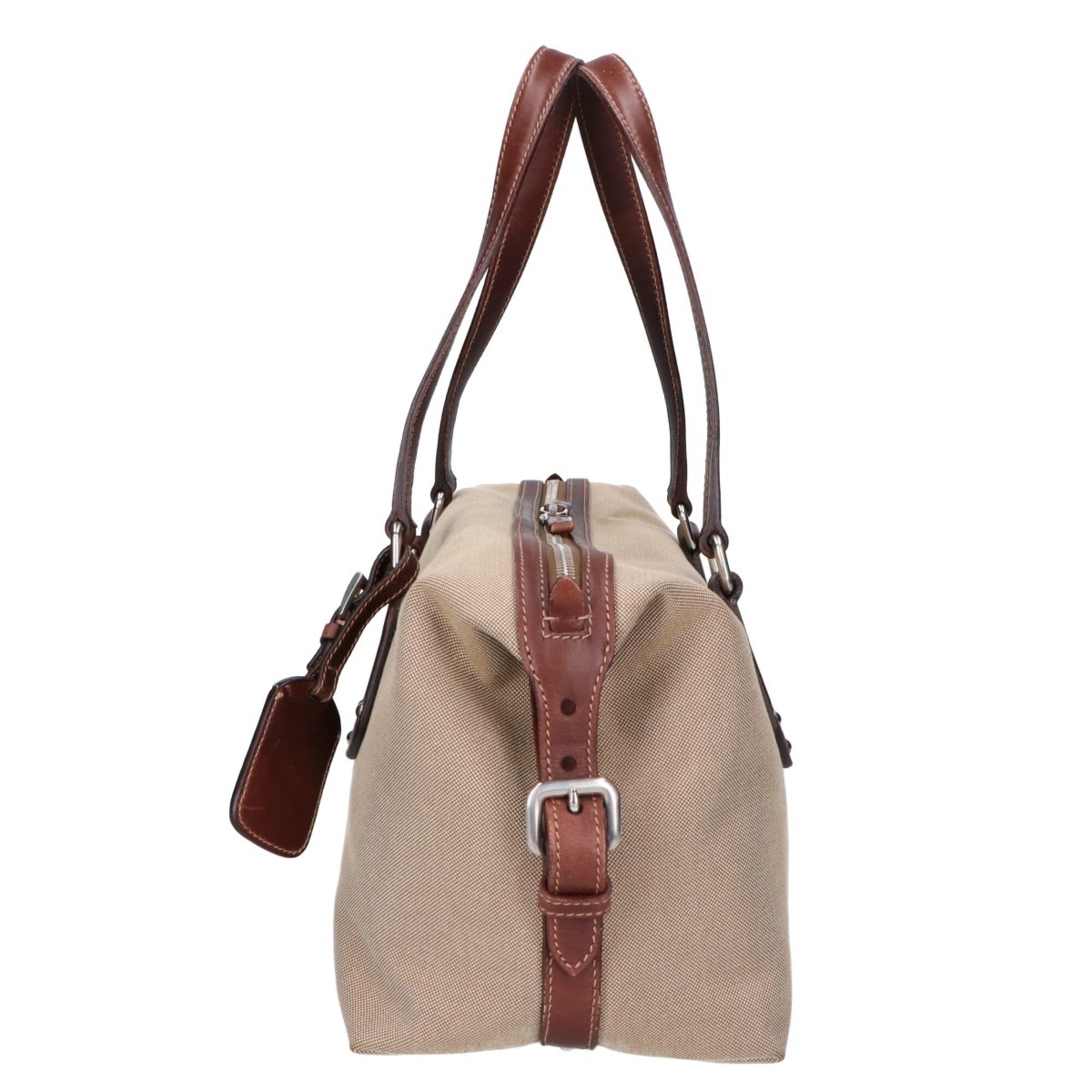 Prada Beige Brown Jacquard Handbag (Pre-Owned)