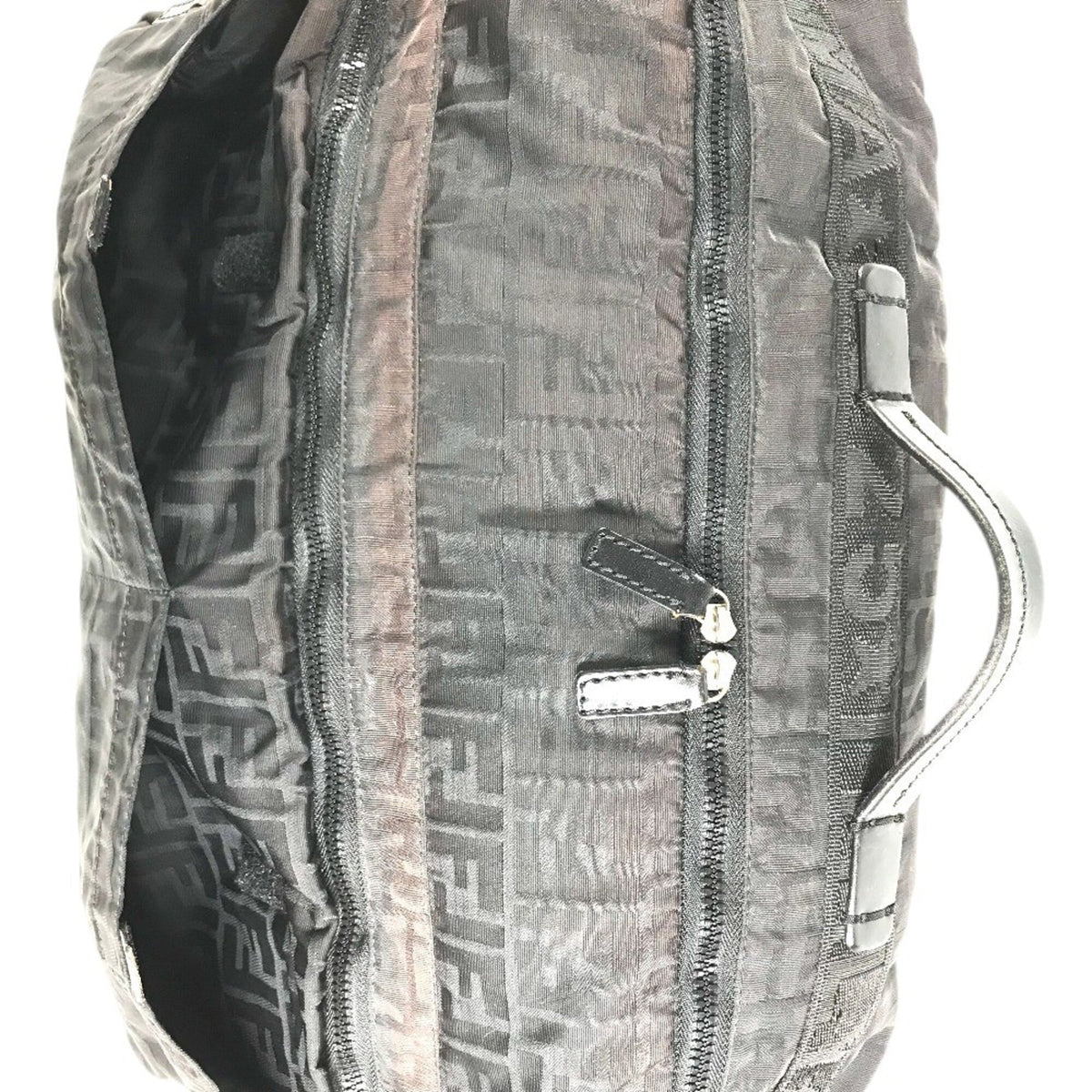 Fendi Zucca Black Nylon Boston Bag (Pre-Owned)