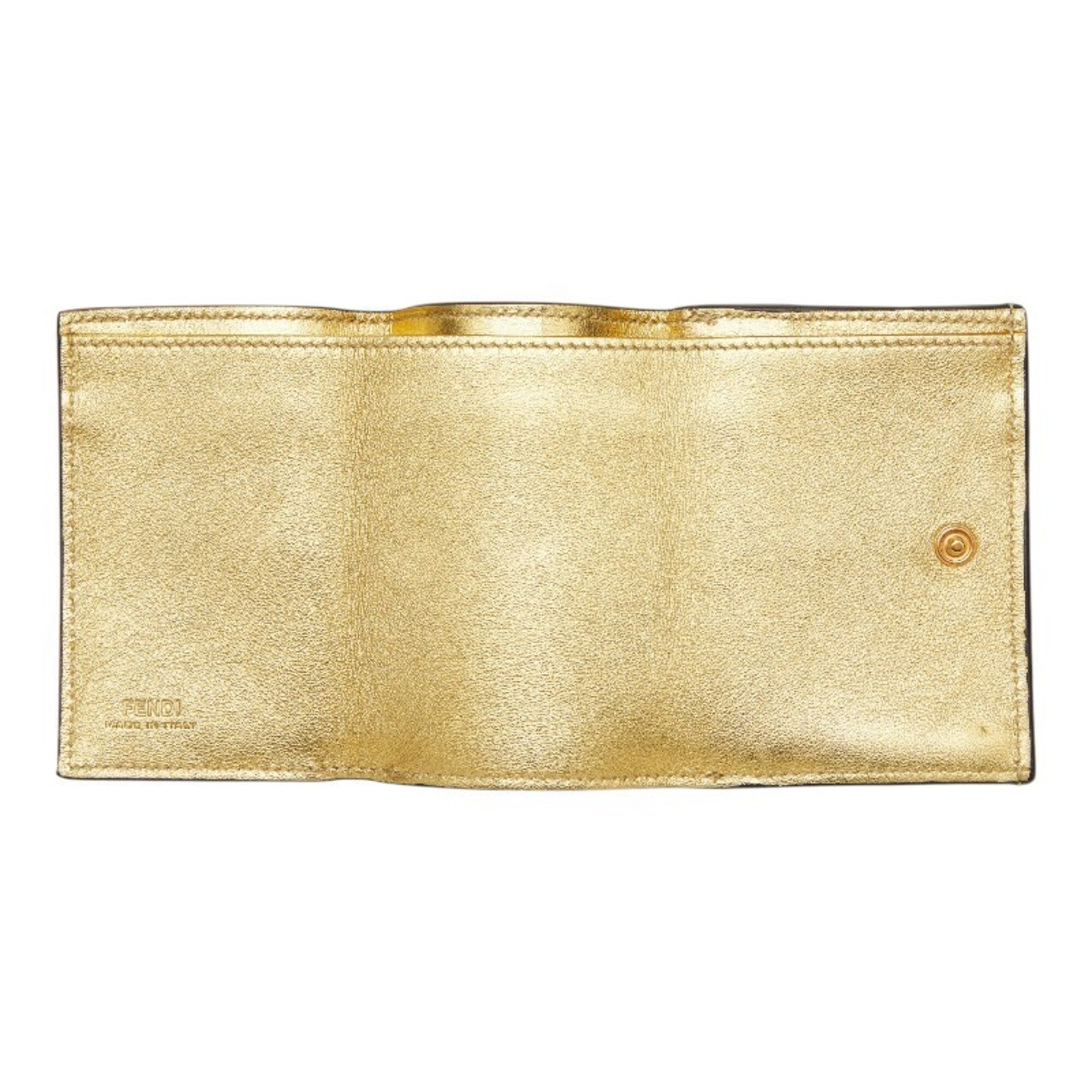 Fendi Gold Leather Wallet (Tri-Fold) (Pre-Owned)