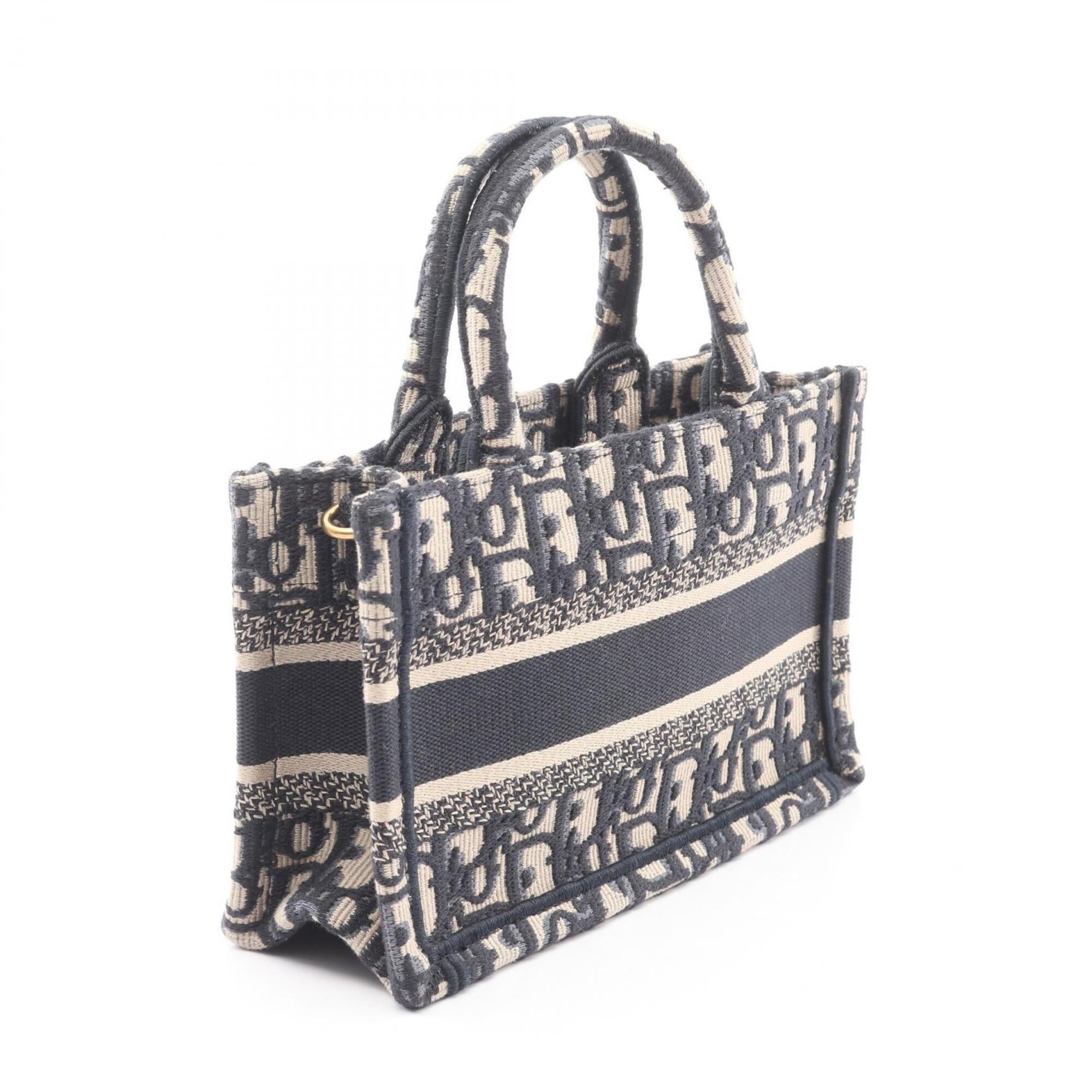 Christian Dior Beige Navy Canvas Handbag Tote Bag (Pre-Owned)