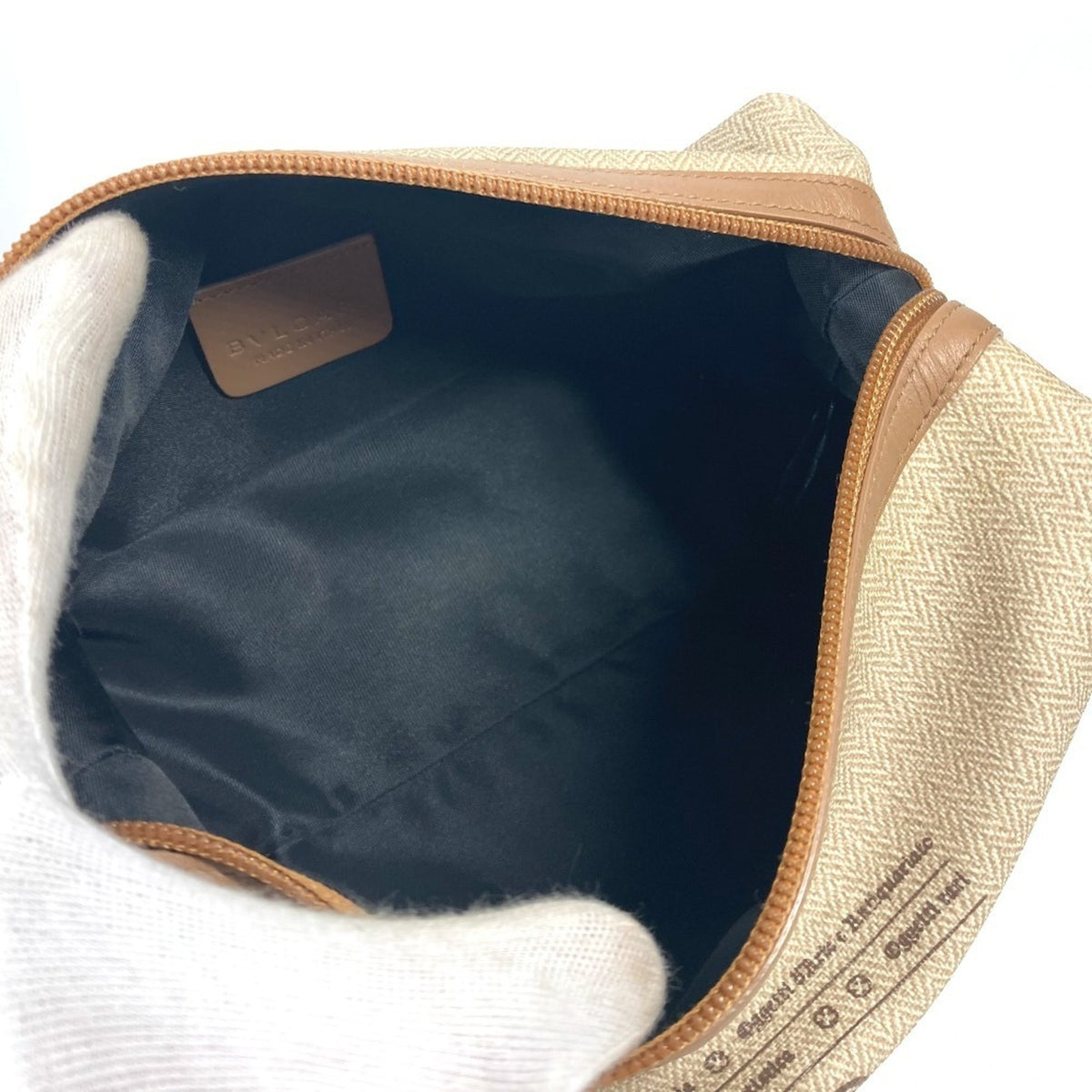 Bvlgari Beige Leather Pvc Pouch (Pre-Owned)