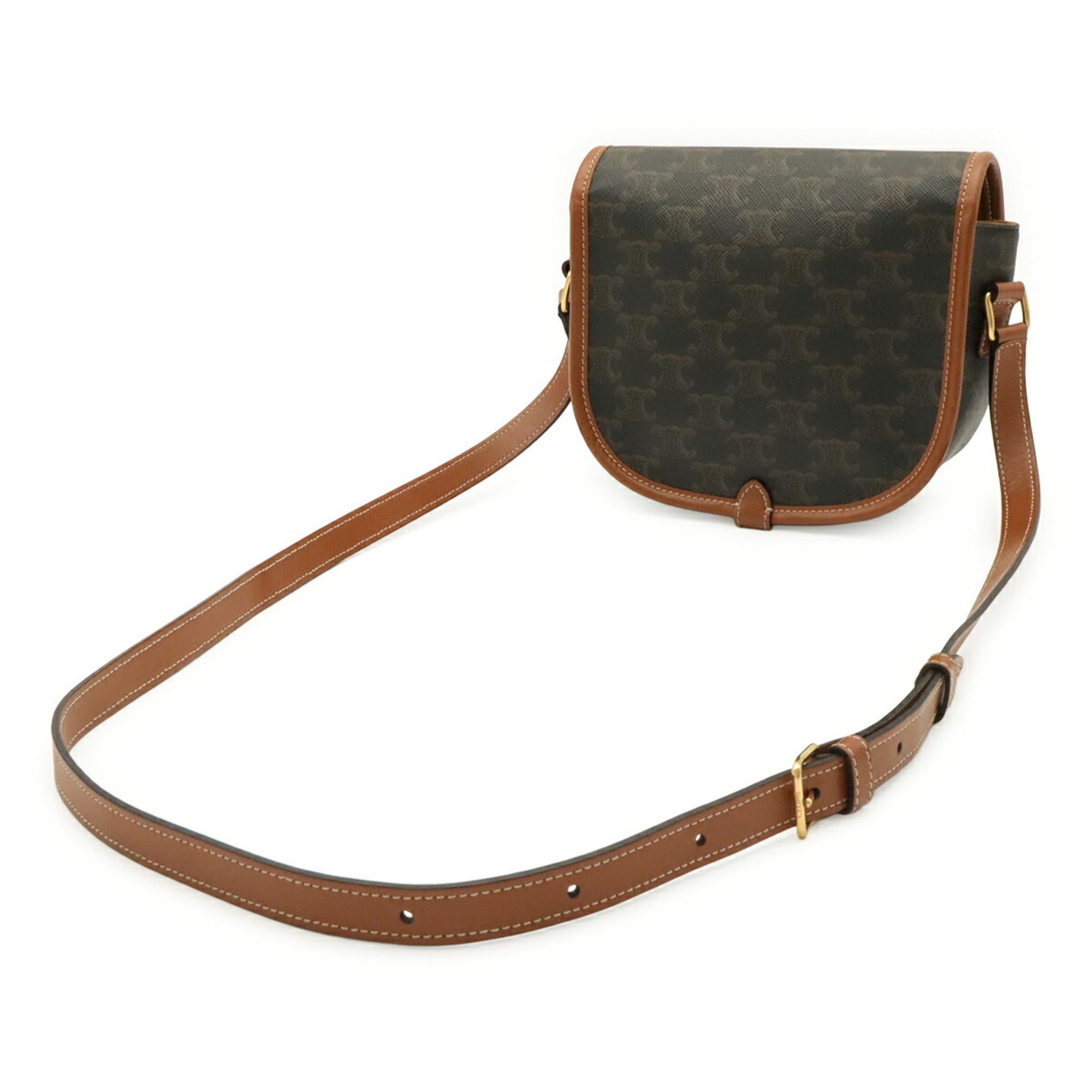 Celine Dark Brown Canvas Pochette Shoulder Bag (Pre-Owned)