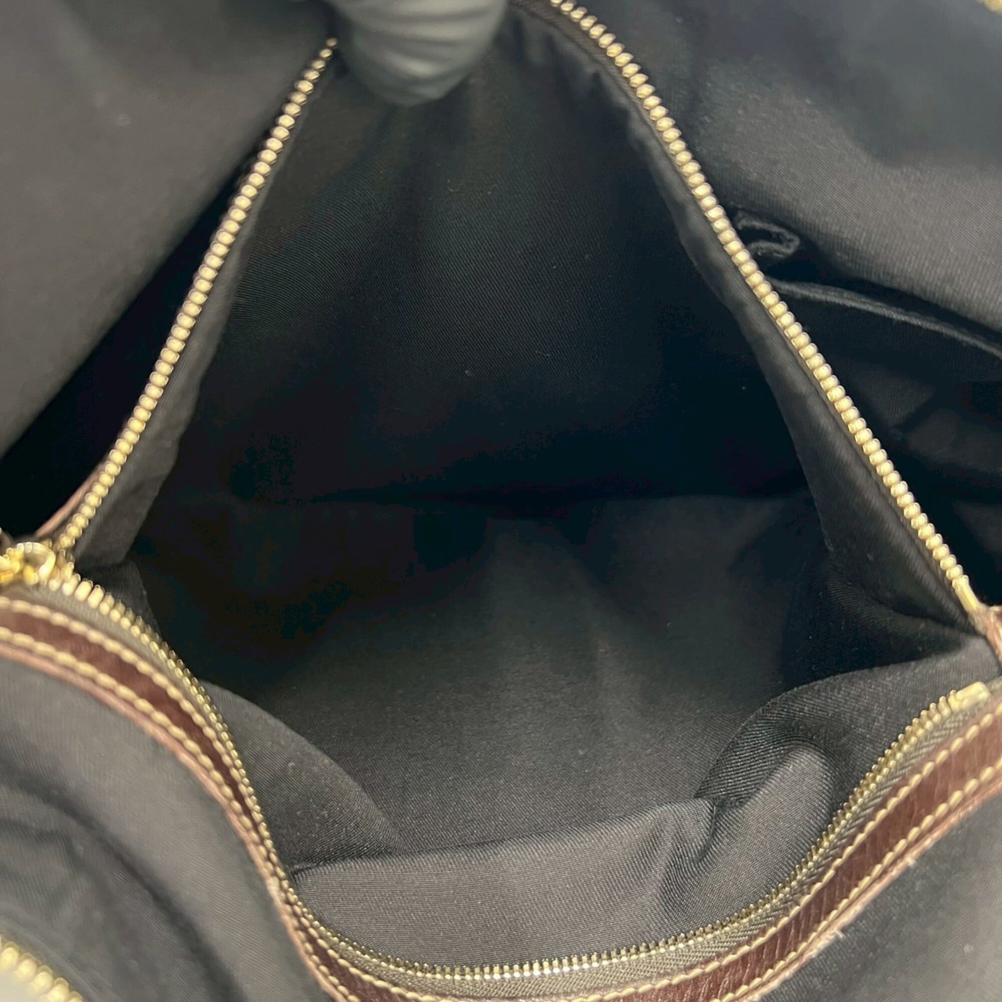 Gucci Black Canvas Leather Handbag Shoulder Bag Tote Bag (Pre-Owned)