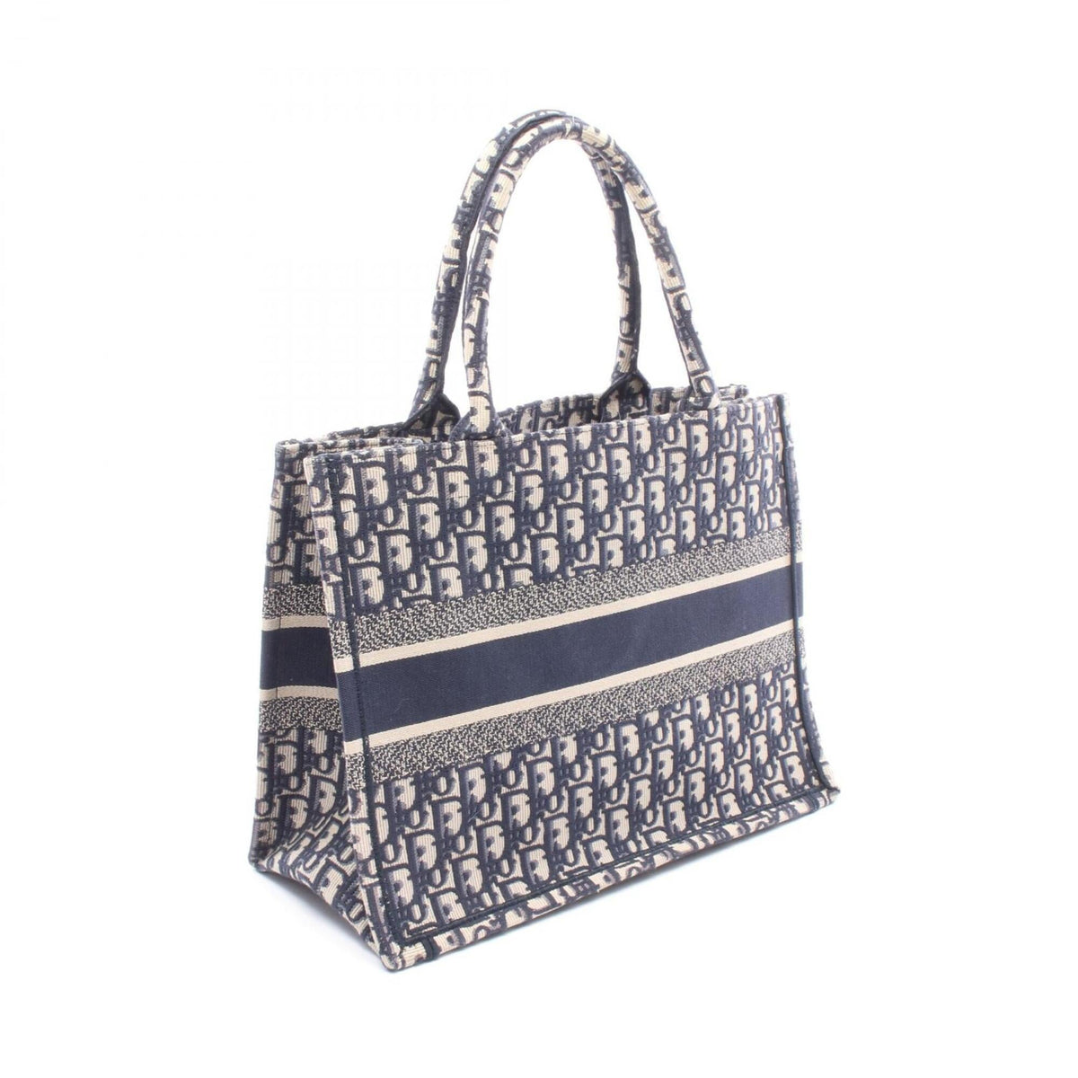 Christian Dior Beige Navy Canvas Handbag Tote Bag (Pre-Owned)