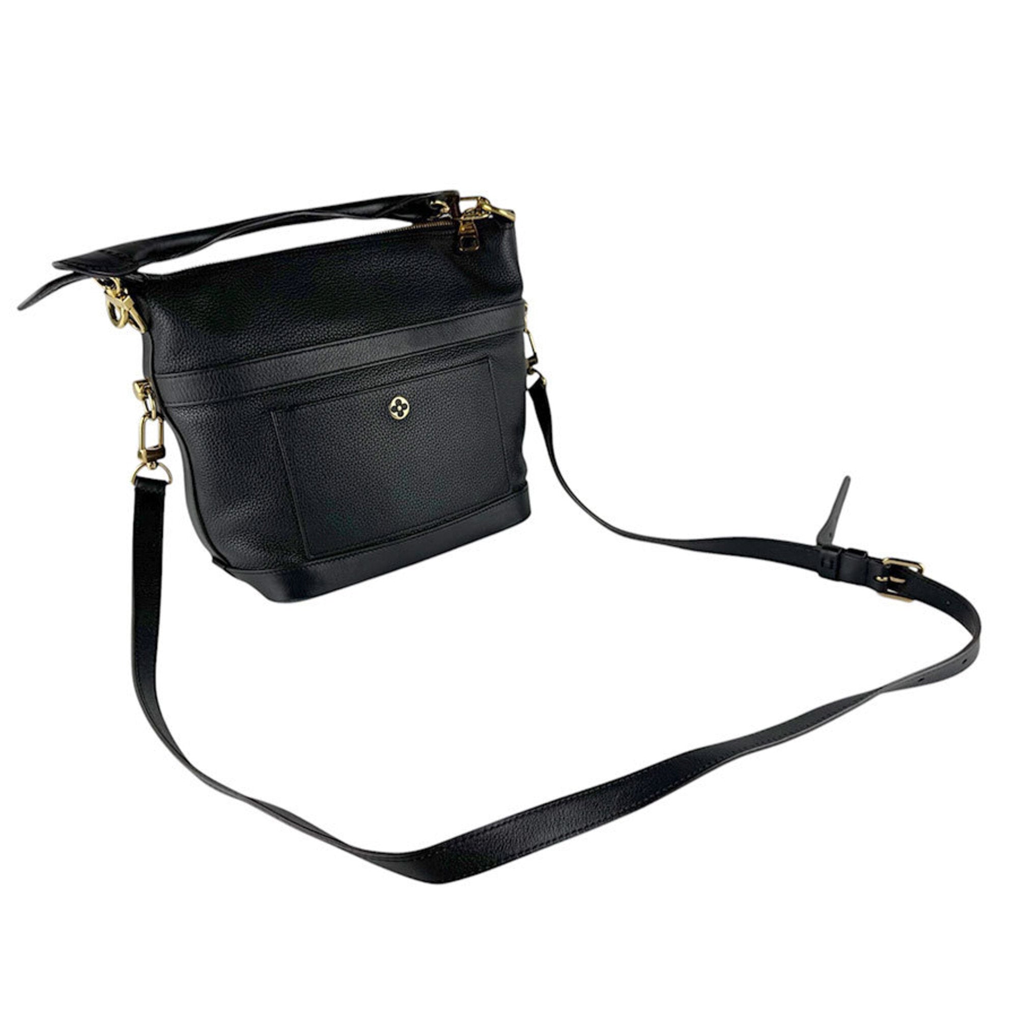 Louis Vuitton Black Leather Handbag Shoulder Bag (Pre-Owned)