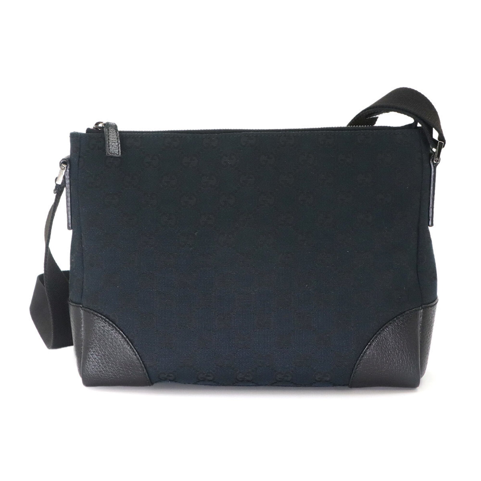 Gucci Black Gg Canvas Leather Handbag Shoulder Bag (Pre-Owned)