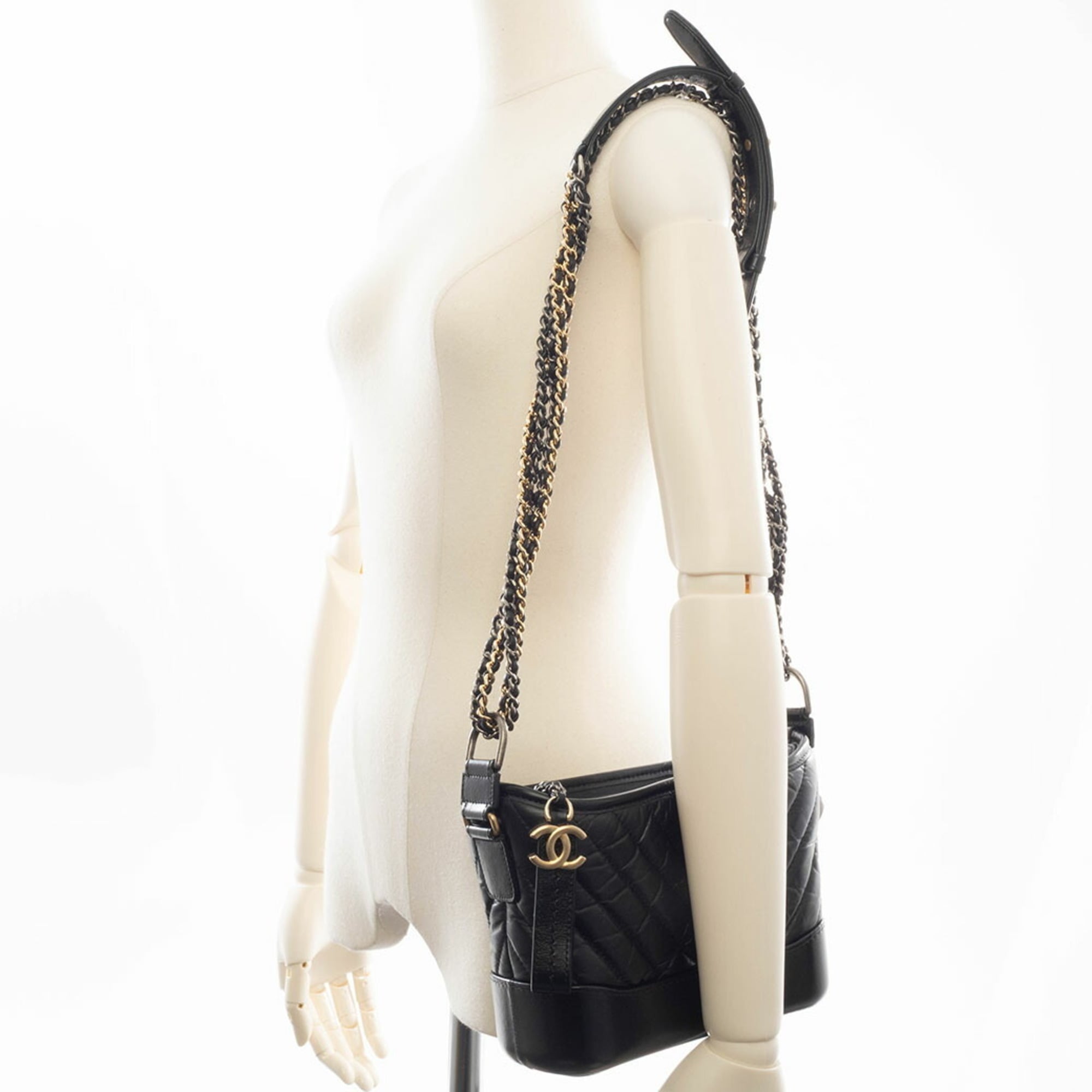 Chanel Gabriel Black Leather Shoulder Bag (Pre-Owned)