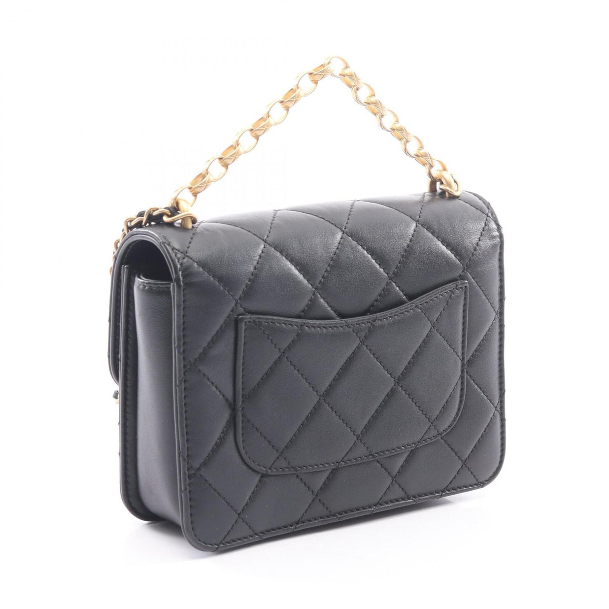 Chanel Black Leather Handbag Shoulder Bag (Pre-Owned)