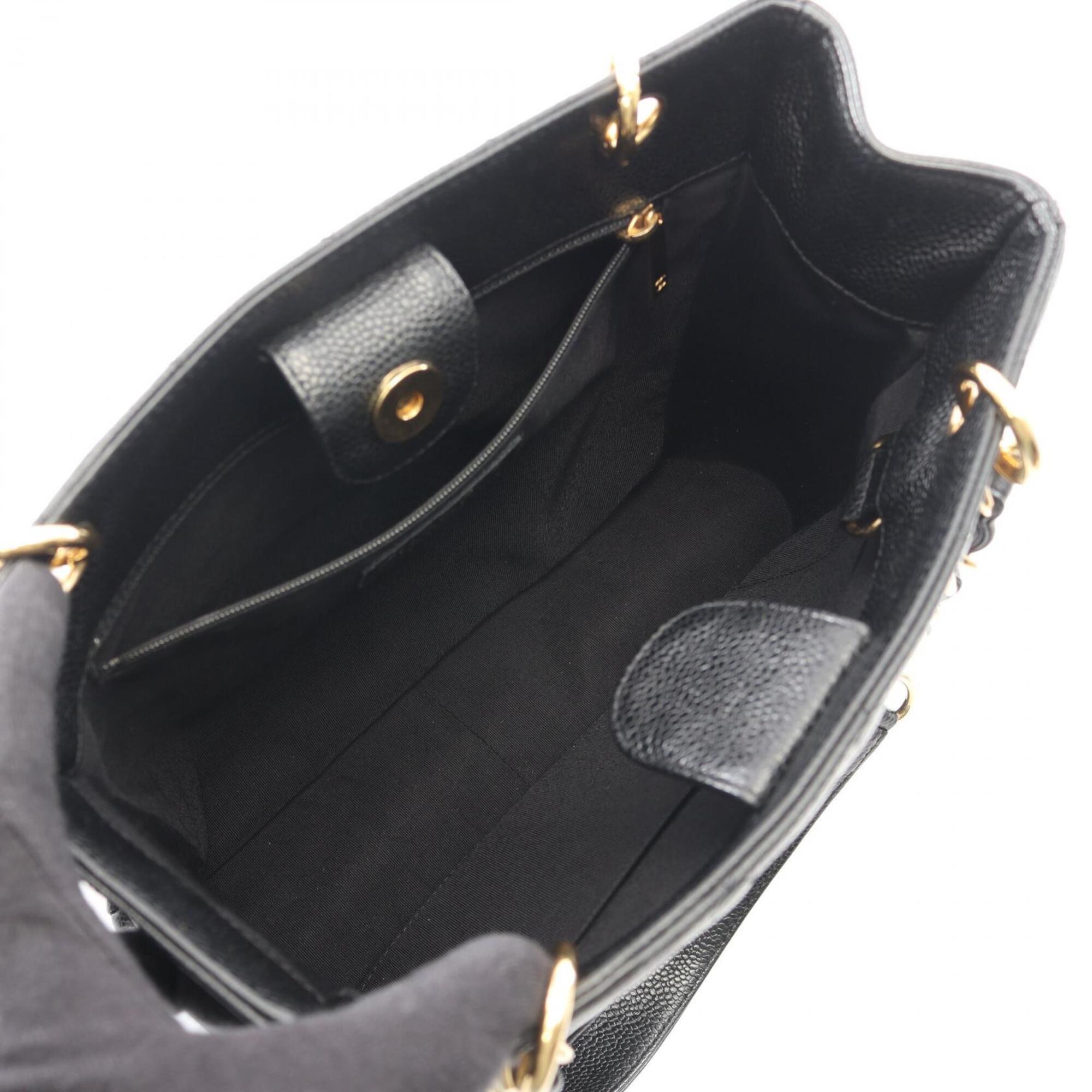 Chanel Black Grained Calfskin Handbag Tote Bag (Pre-Owned)