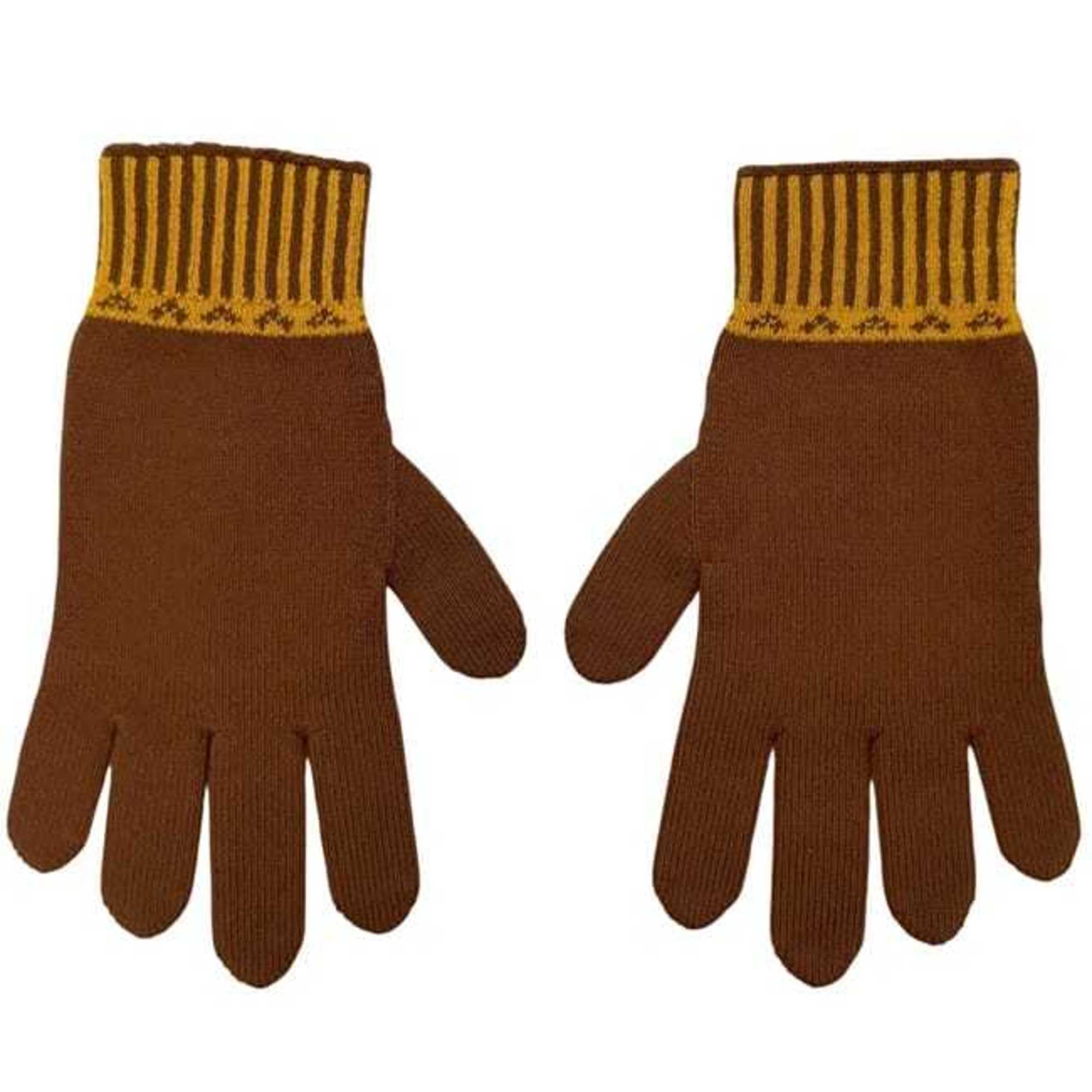 Loewe Brown Yellow Wool Nylon Polyester Short Gloves (Pre-Owned)