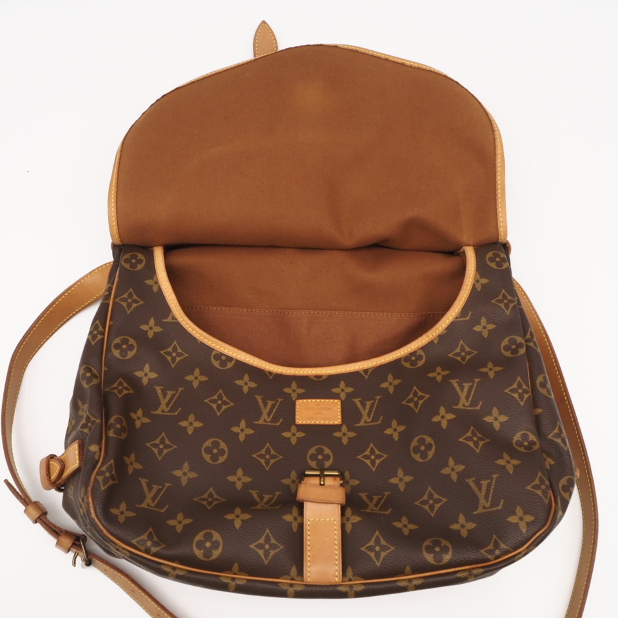 Louis Vuitton Monogram Beige Brown Coated Canvas Leather Shoulder Bag (Pre-Owned)