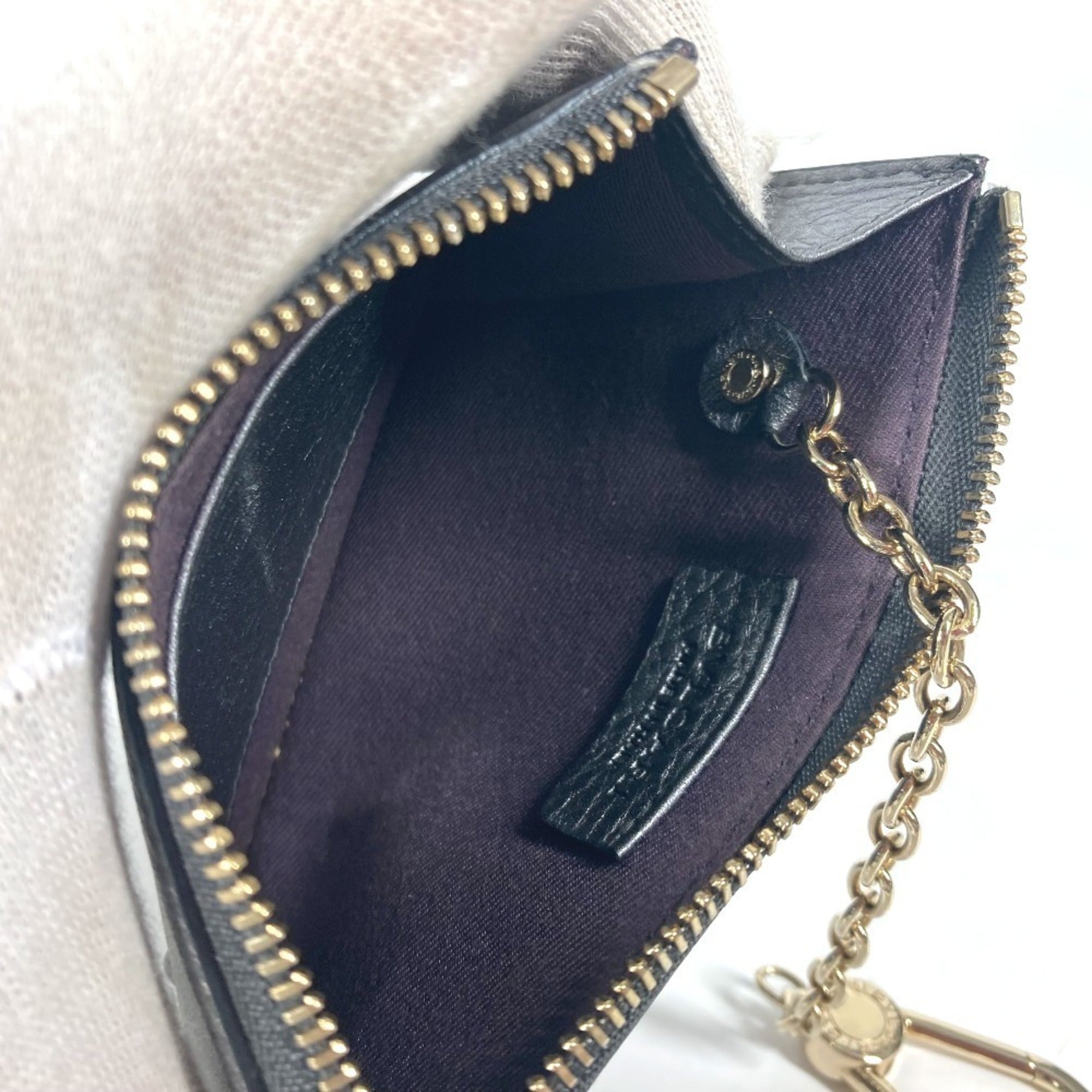 Bvlgari Black Leather Coin Purse/Coin Case (Pre-Owned)