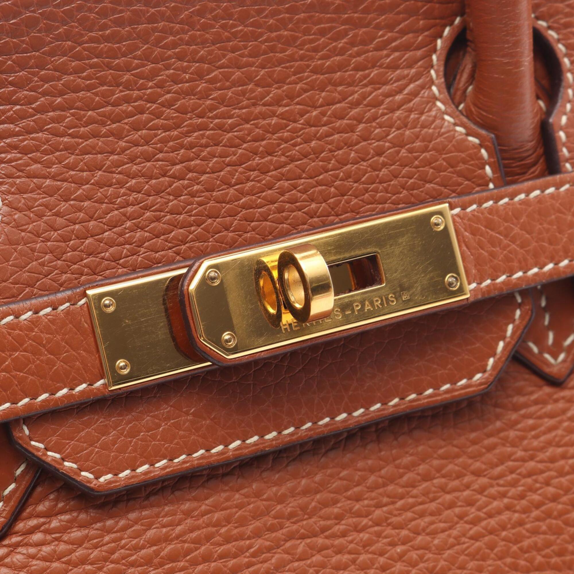 Hermes Brown Gold Taurillon Clemence Leather Leather Handbag (Pre-Owned)