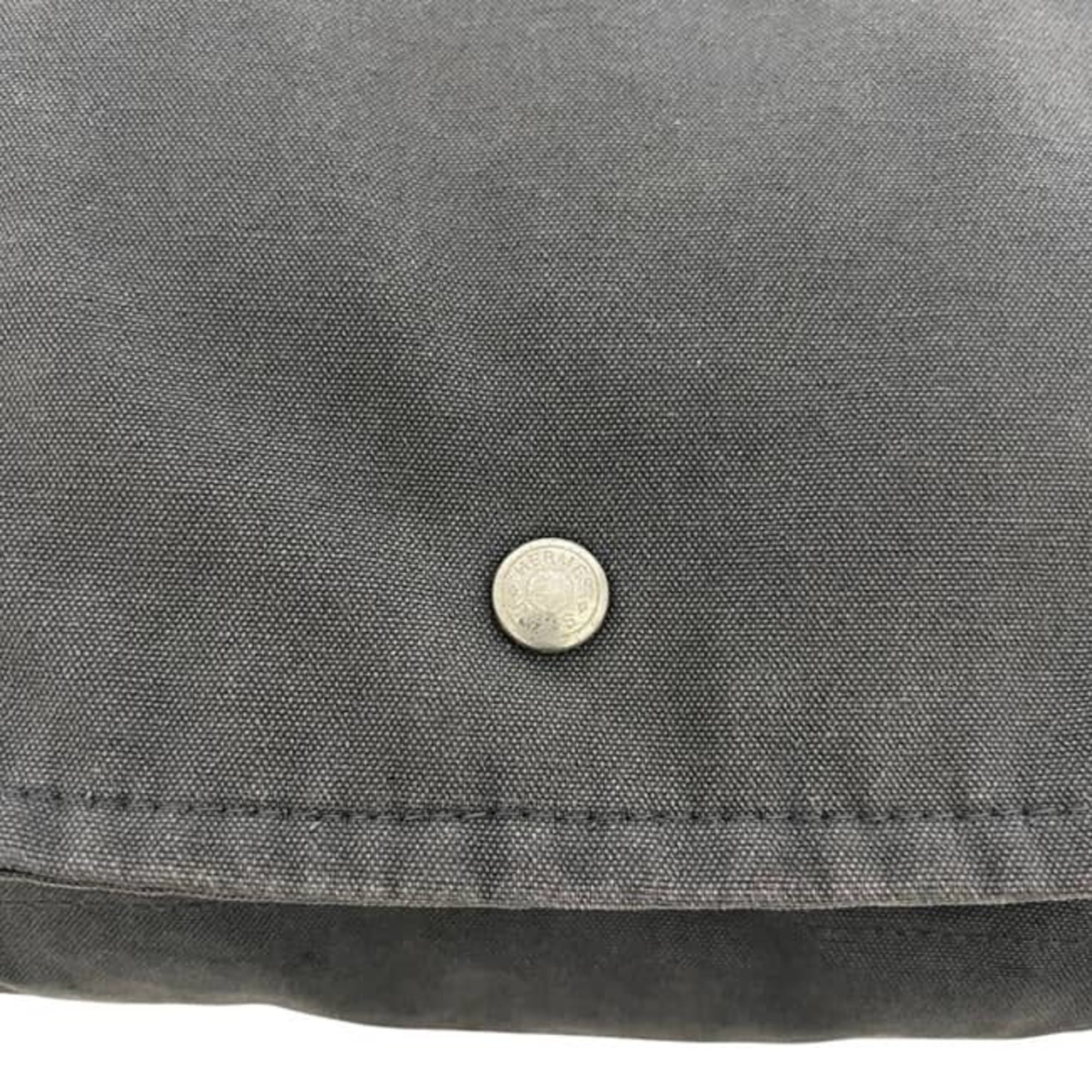 Hermes Gray Cotton Canvas Shoulder Bag (Pre-Owned)