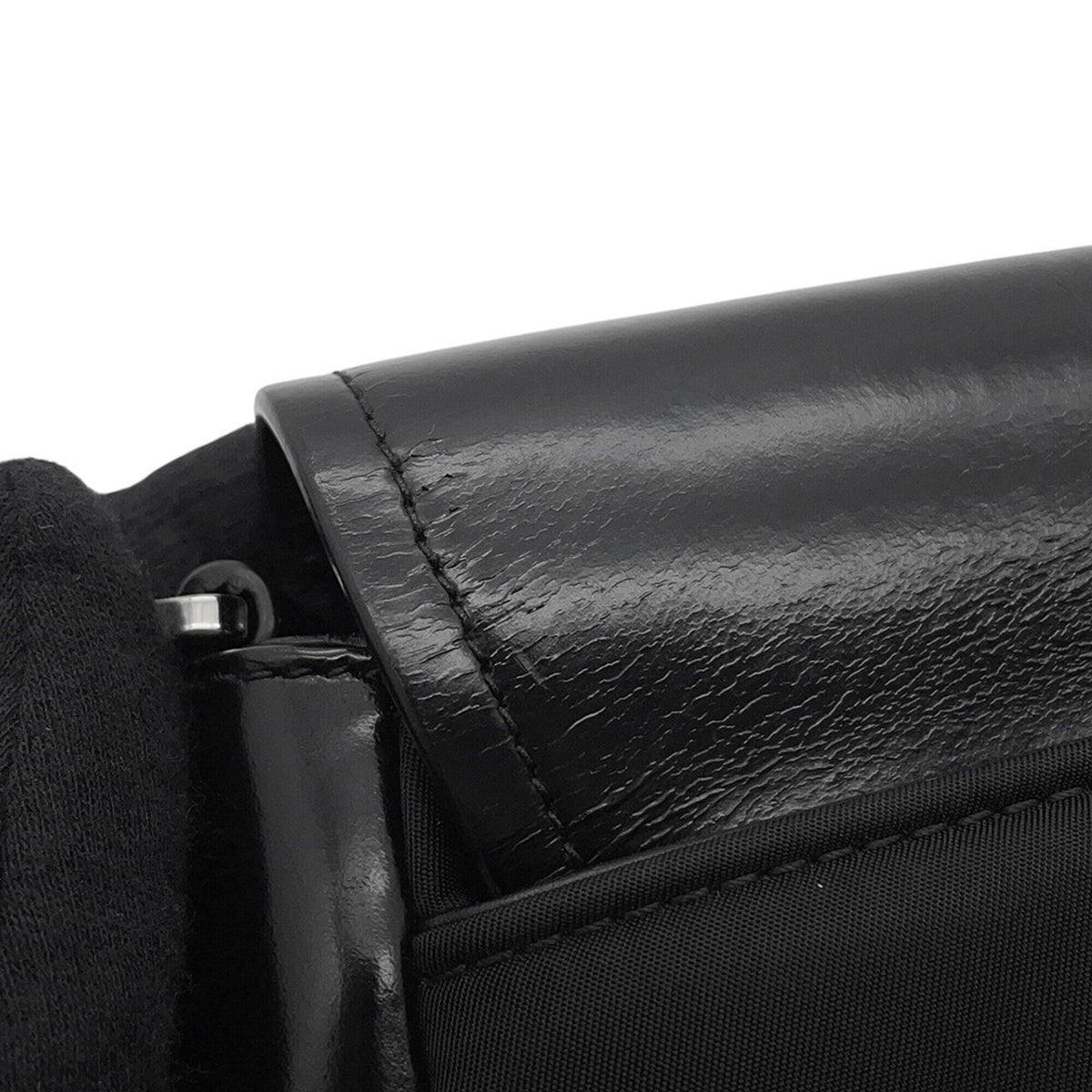 Prada Black Nylon Leather Handbag Shoulder Bag (Pre-Owned)