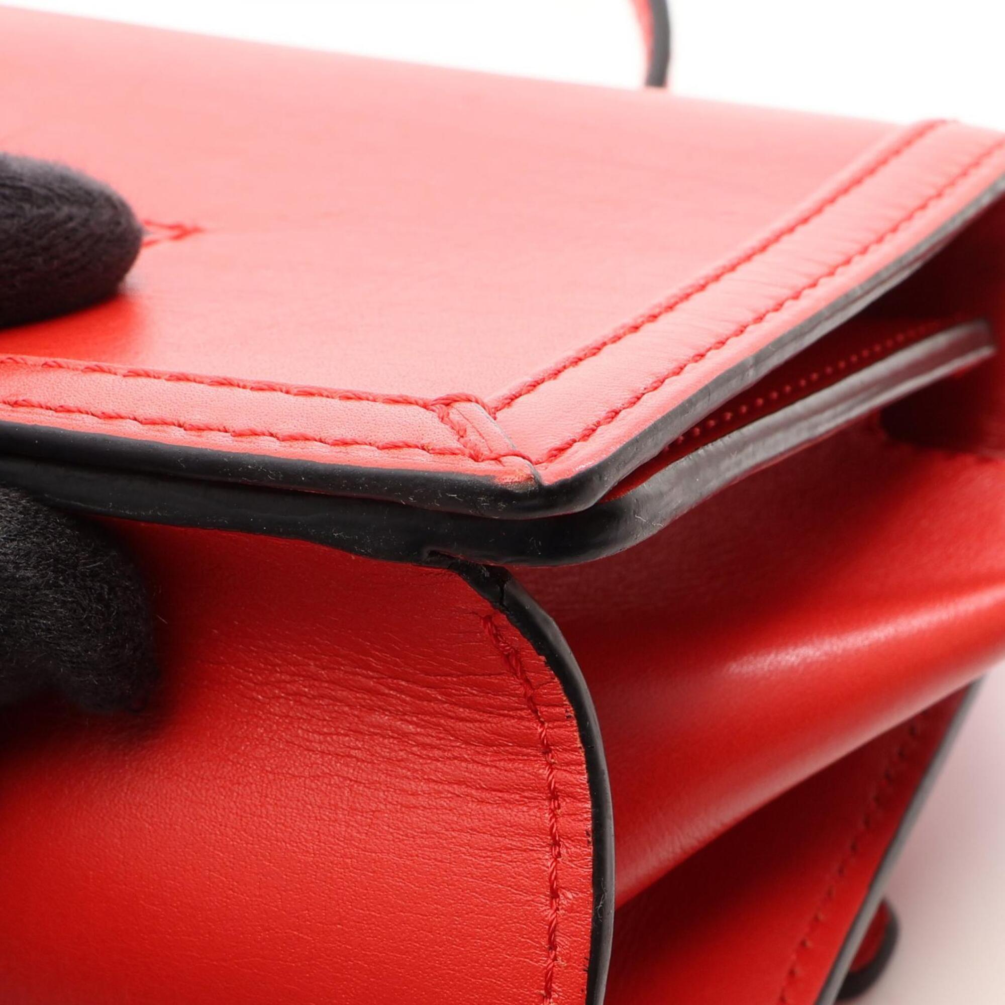 Loewe Red Color Leather Handbag Shoulder Bag (Pre-Owned)