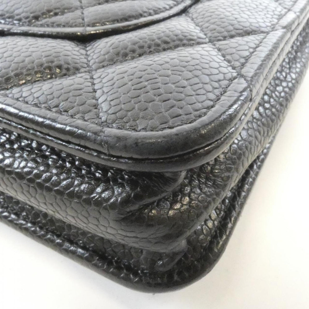 Chanel Black Bordeaux Grained Calfskin Chain/Shoulder Wallet (Pre-Owned)