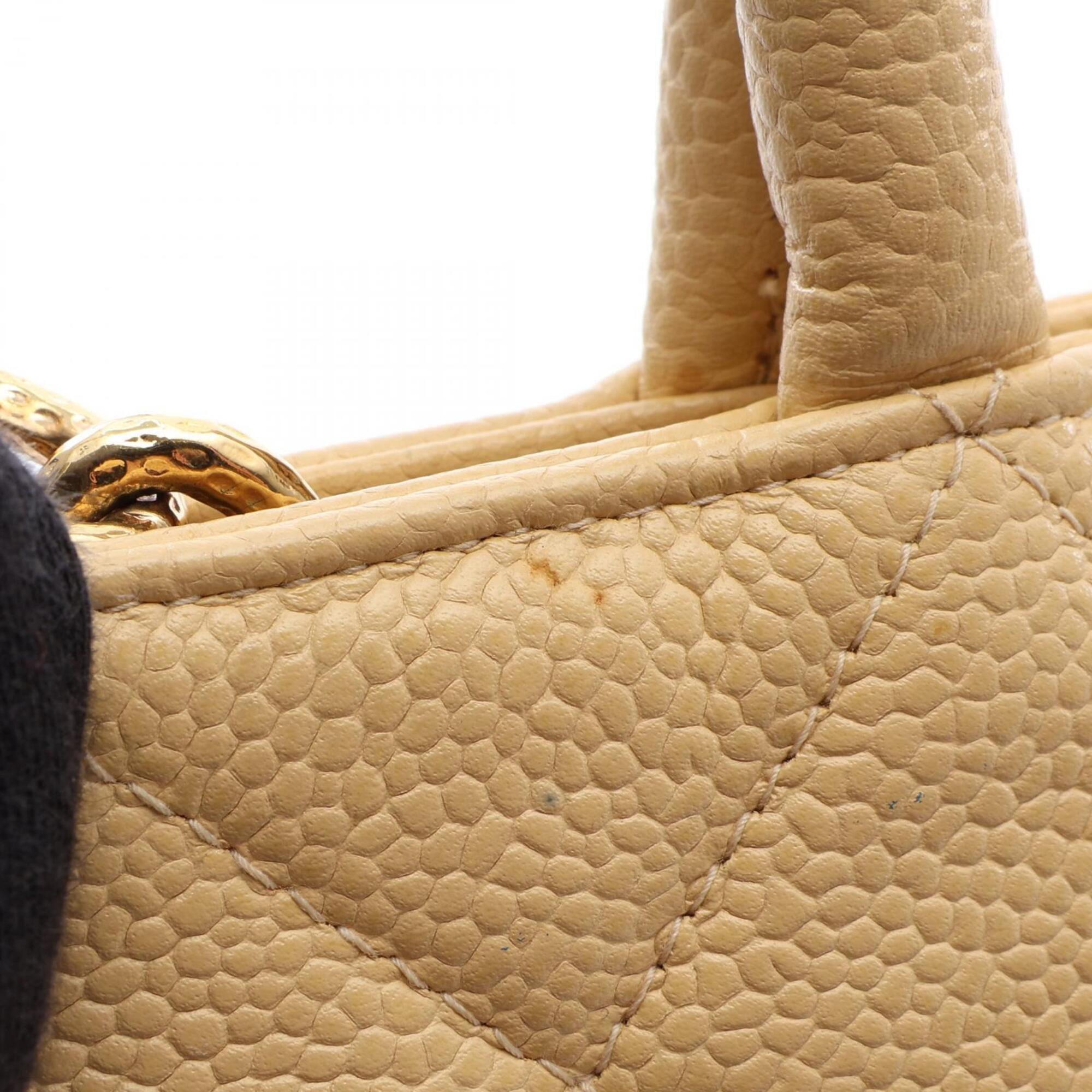 Chanel Beige Grained Calfskin Handbag Tote Bag (Pre-Owned)