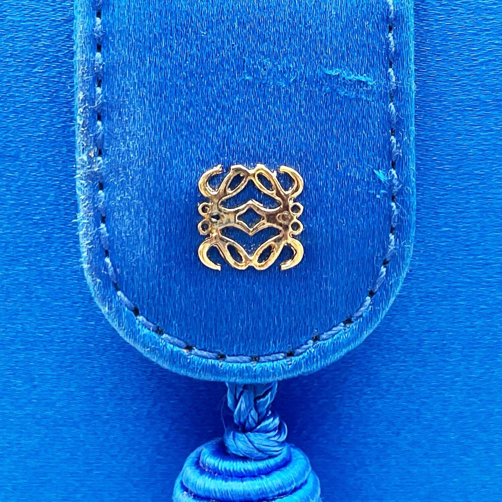 Loewe Blue Satin Clutch Bag Shoulder Bag (Pre-Owned)