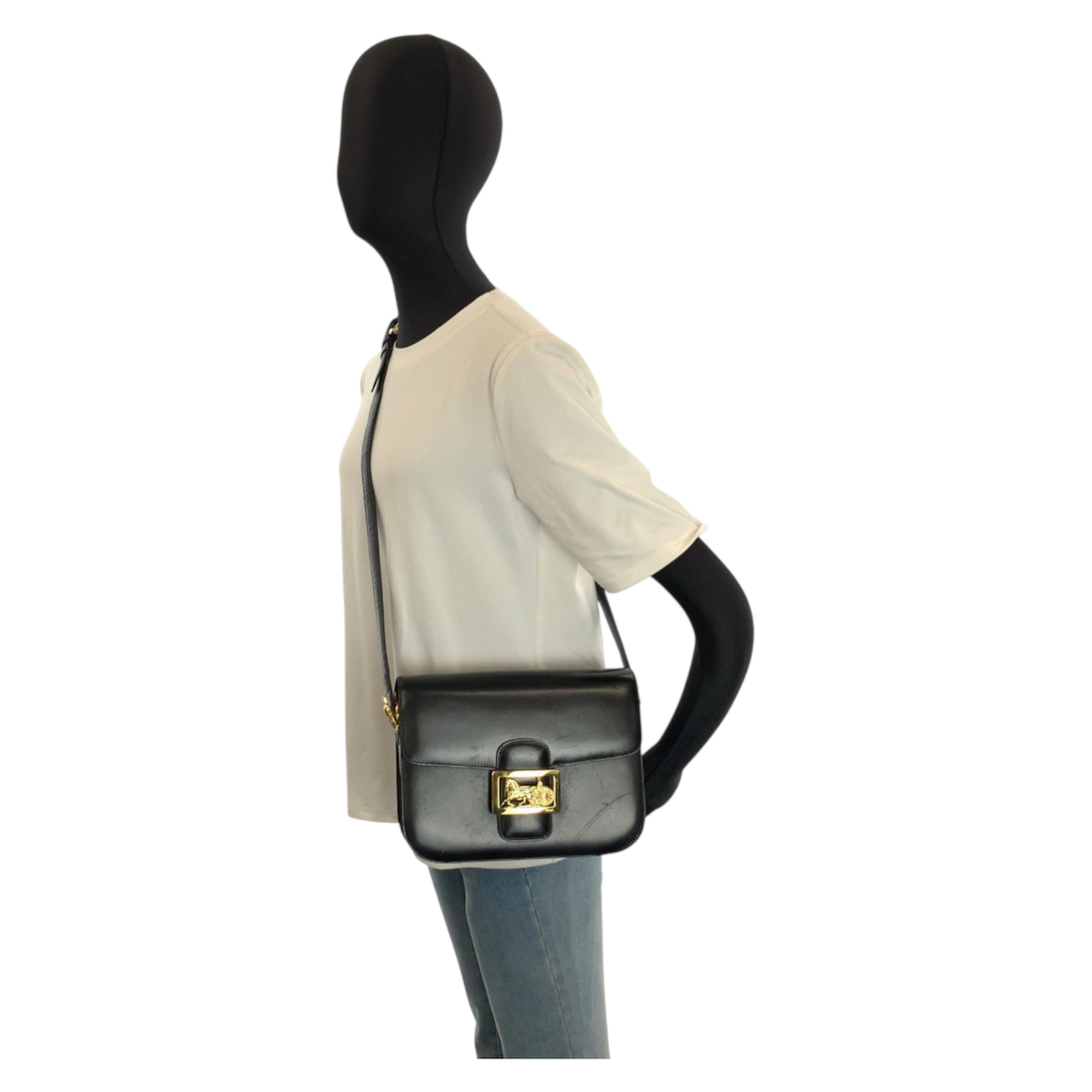 Celine Black Leather Pochette Shoulder Bag (Pre-Owned)