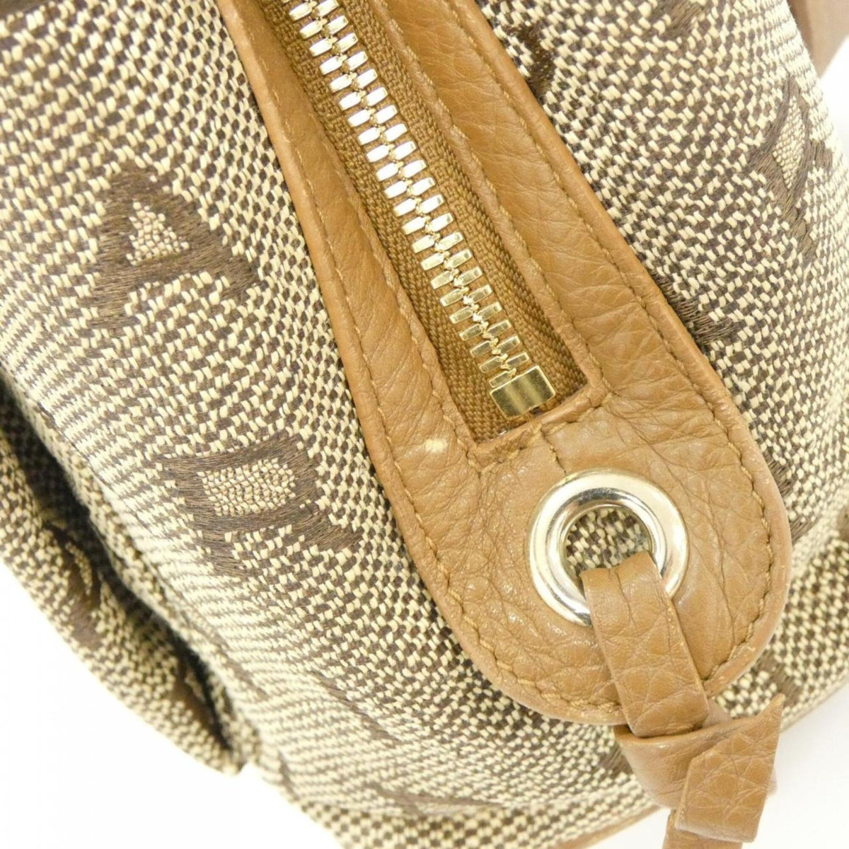 Bvlgari Beige Brown Canvas Shoulder Bag (Pre-Owned)