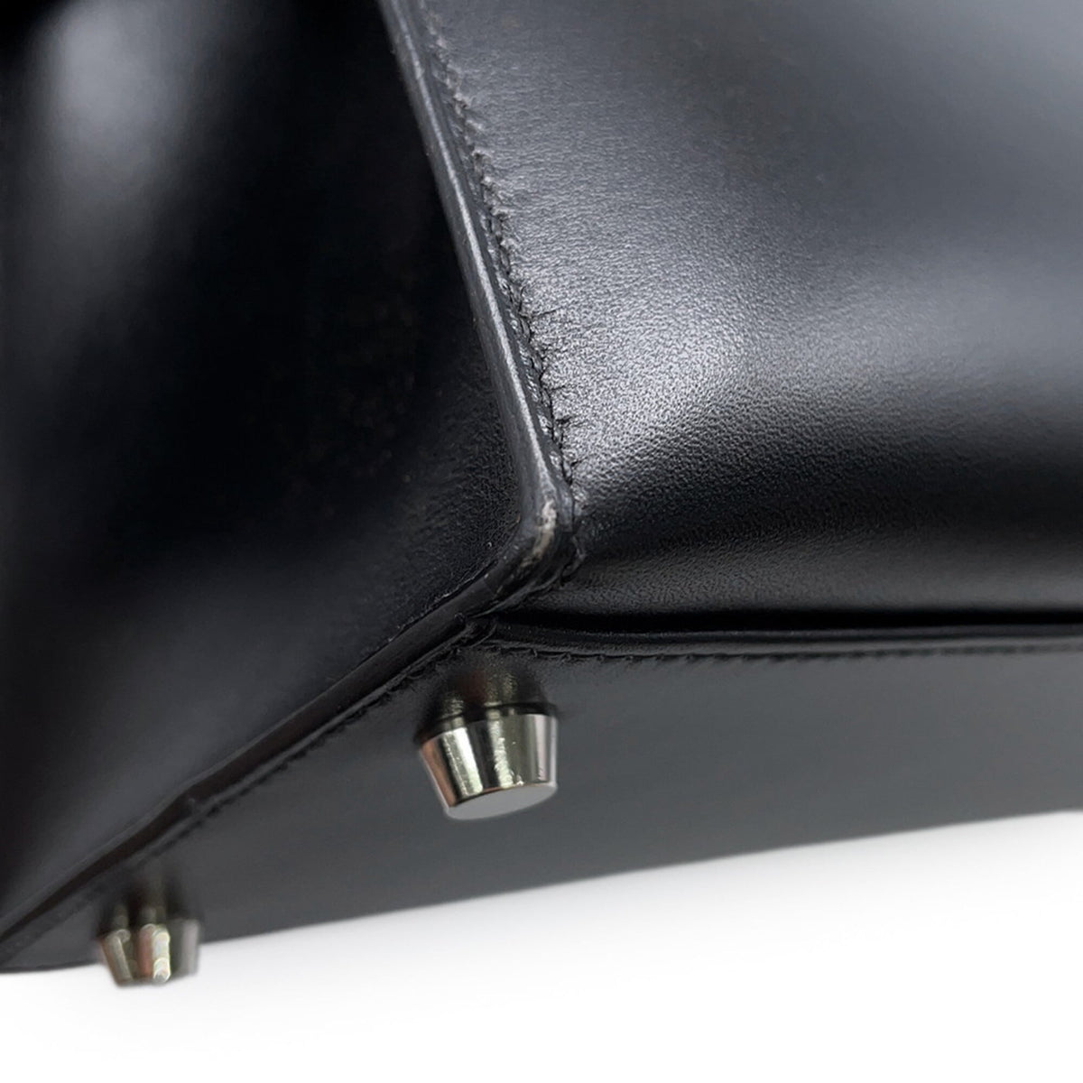 Hermes Kelly Black Box Calf Leather Handbag (Pre-Owned)