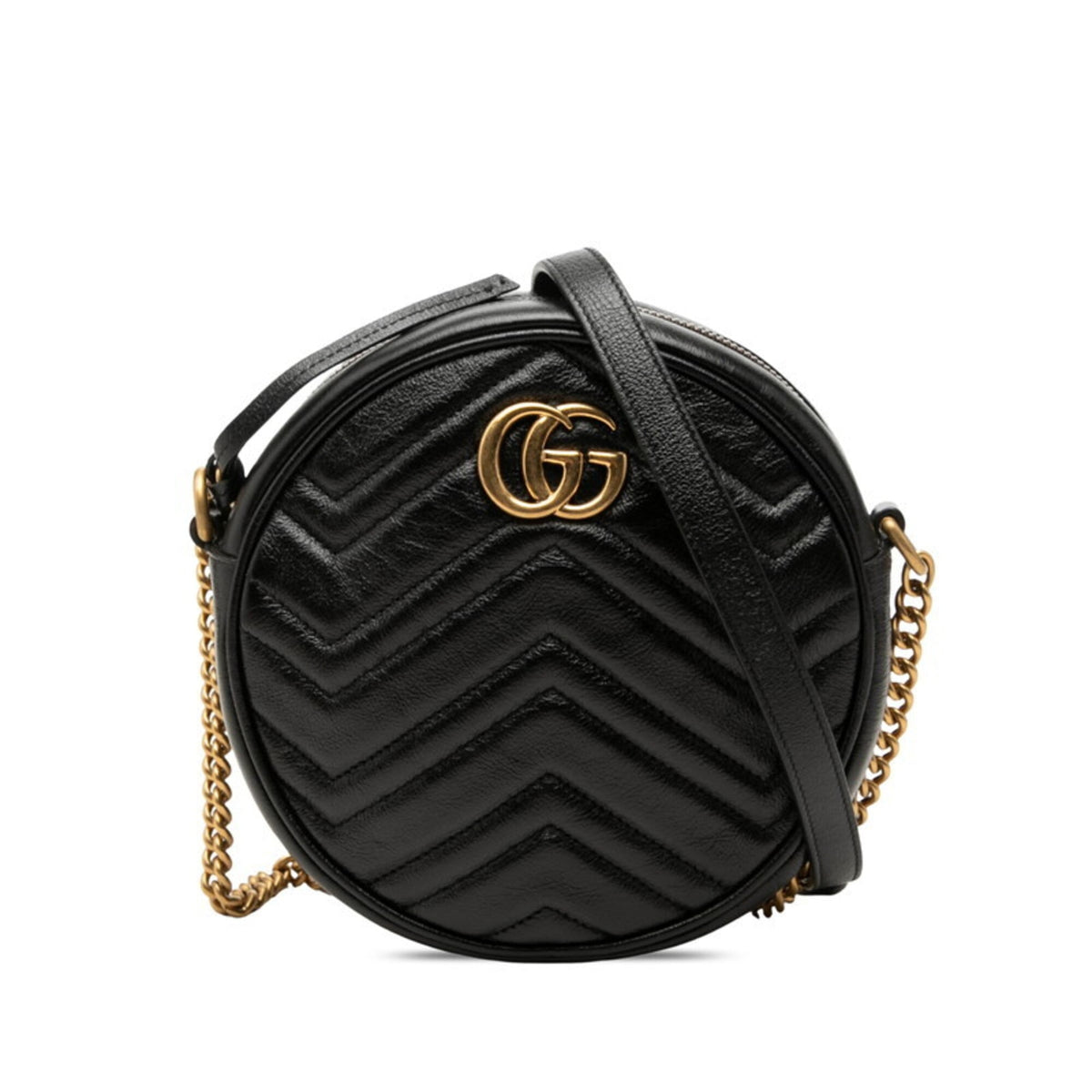 Gucci Gg Marmont Black Leather Shoulder Bag (Pre-Owned)