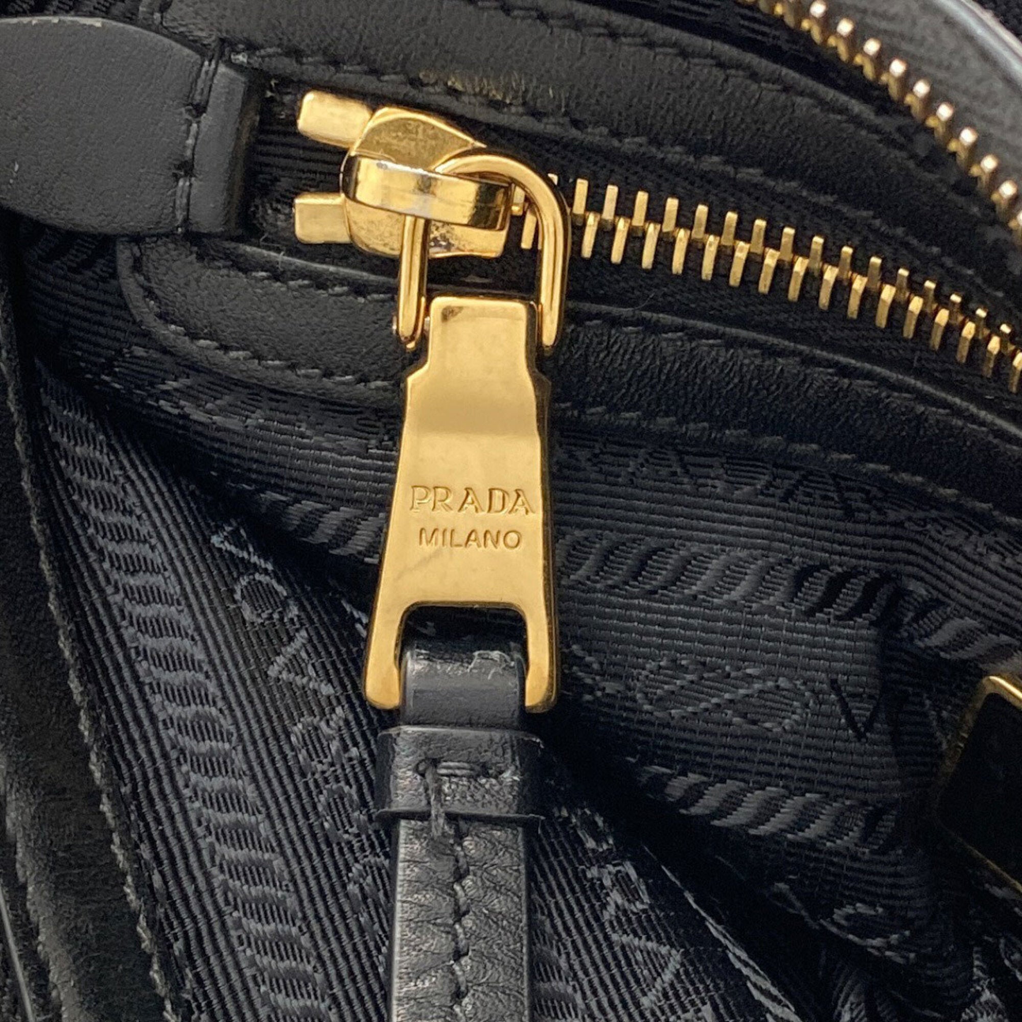Prada Black Canvas Leather Shoulder Bag (Pre-Owned)
