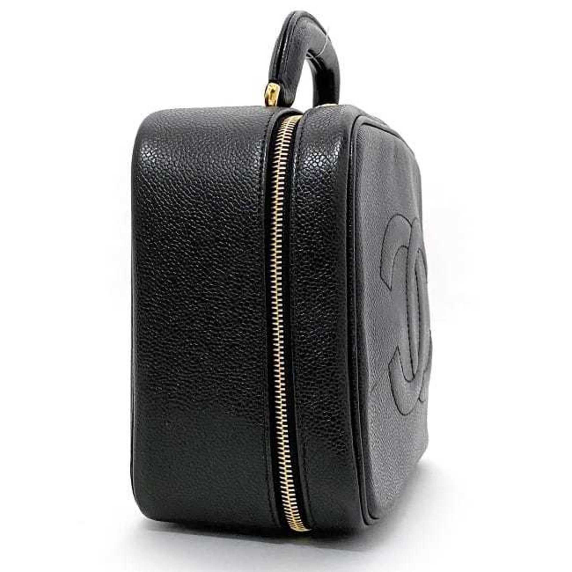 Chanel Black Leather Handbag Vanity Bag (Pre-Owned)