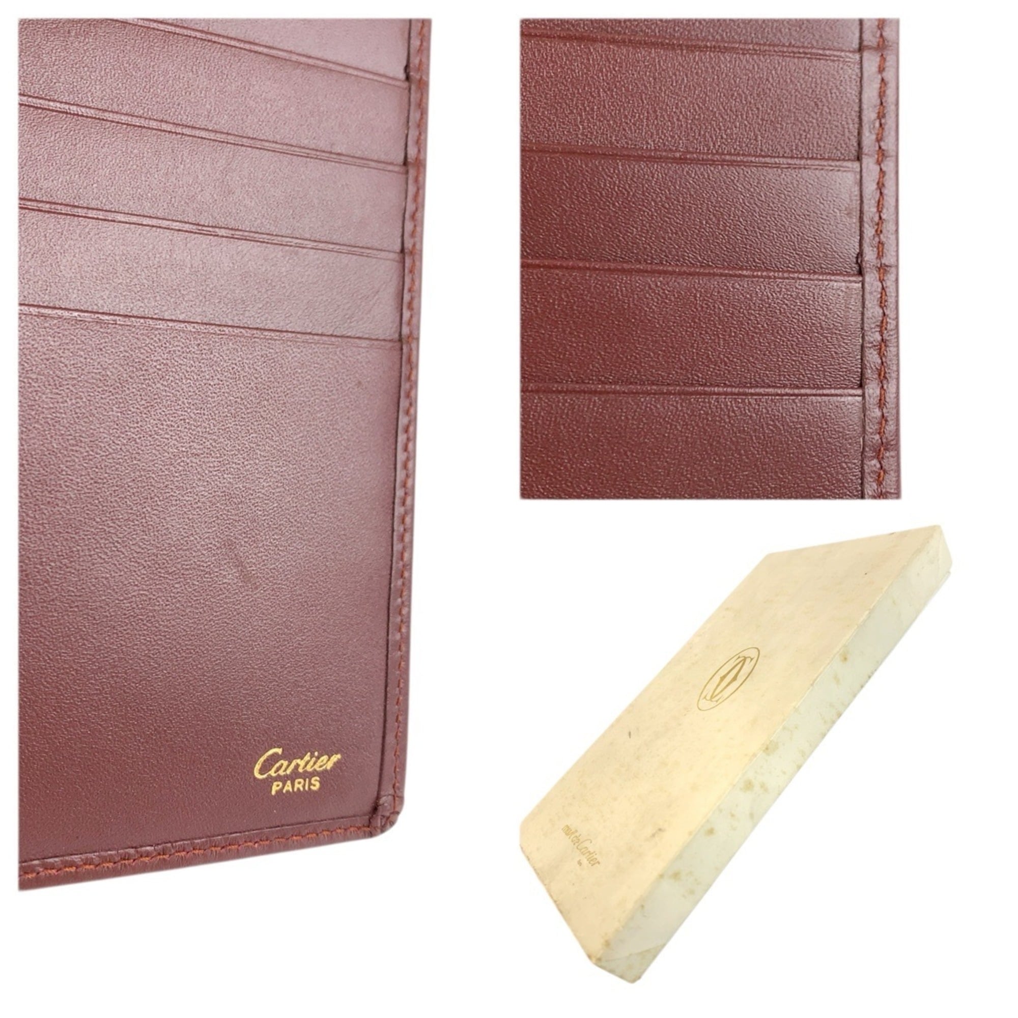 Cartier Bordeaux Leather Long Bill Wallet (Bi-Fold) (Pre-Owned)