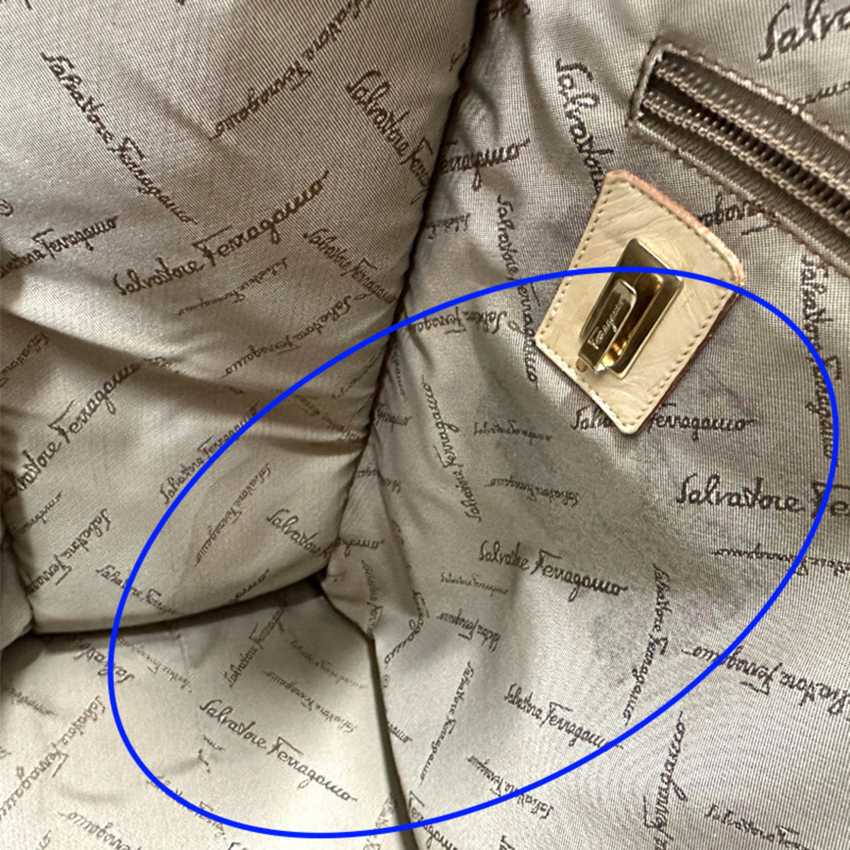 Salvatore Ferragamo Beige Orange Canvas Tote Bag (Pre-Owned)