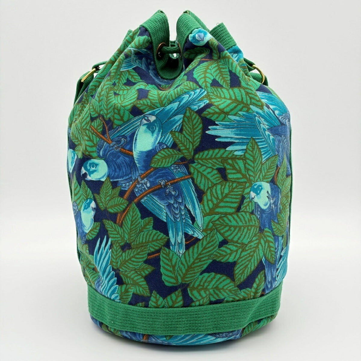 Hermes Blue Green Canvas Shoulder Bag (Pre-Owned)