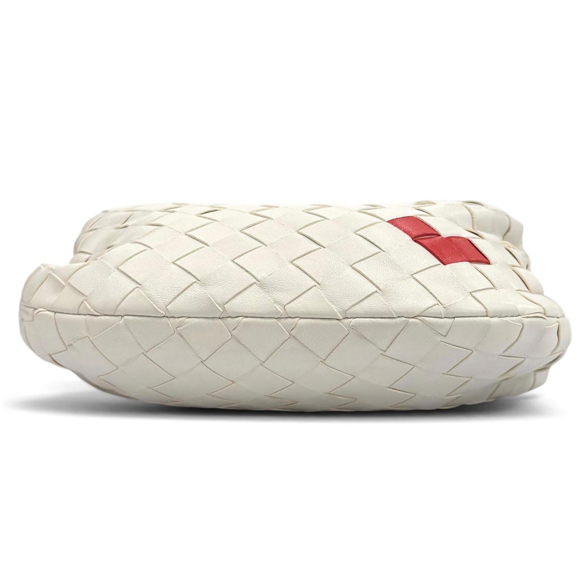 Bottega Veneta Red Color White Leather Handbag (Pre-Owned)