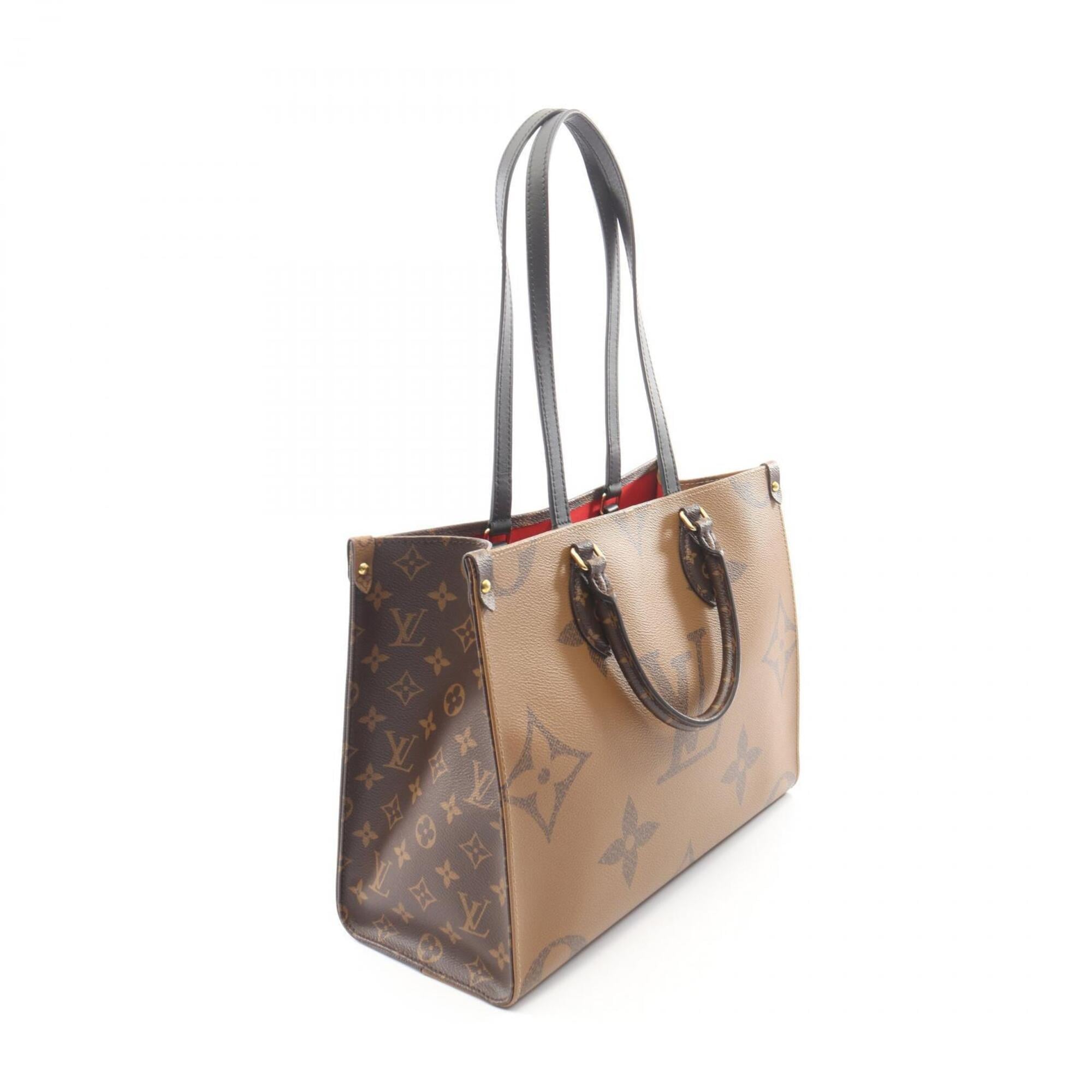 Louis Vuitton Beige Brown Coated Canvas Leather Handbag Tote Bag (Pre-Owned)