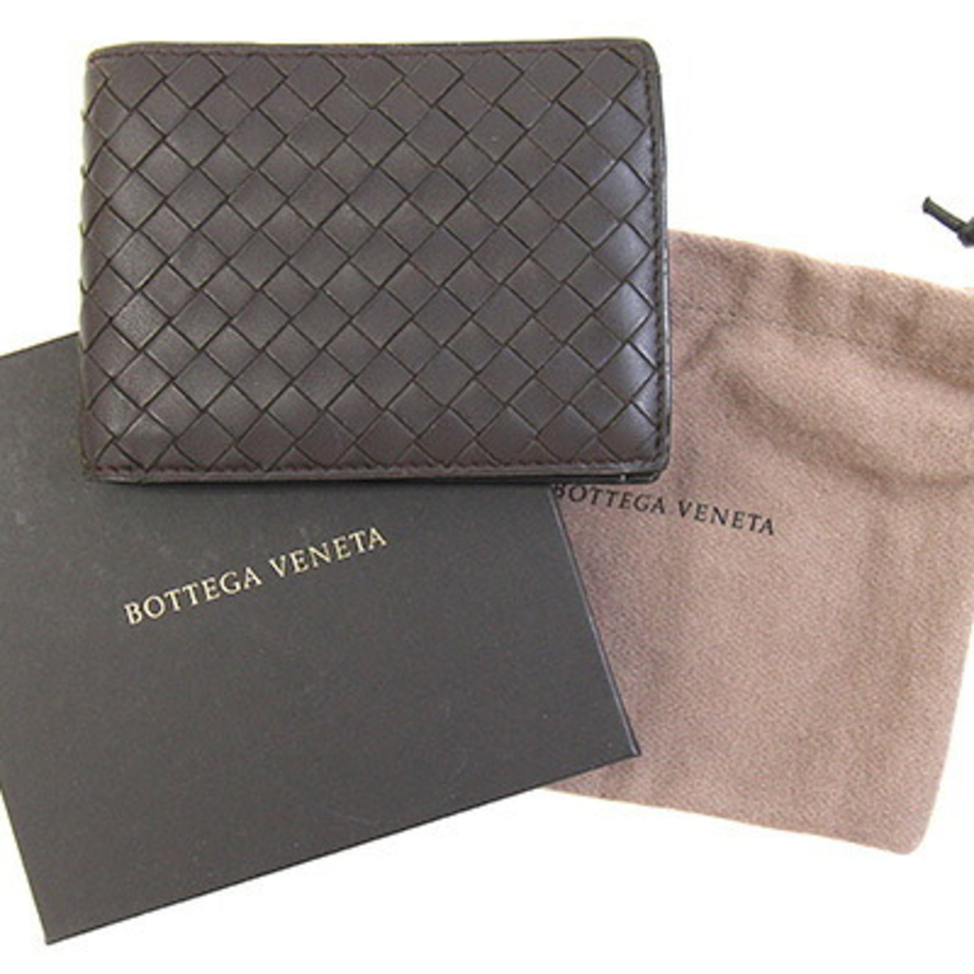 Bottega Veneta Dark Brown Leather Wallet (Bi-Fold) (Pre-Owned)