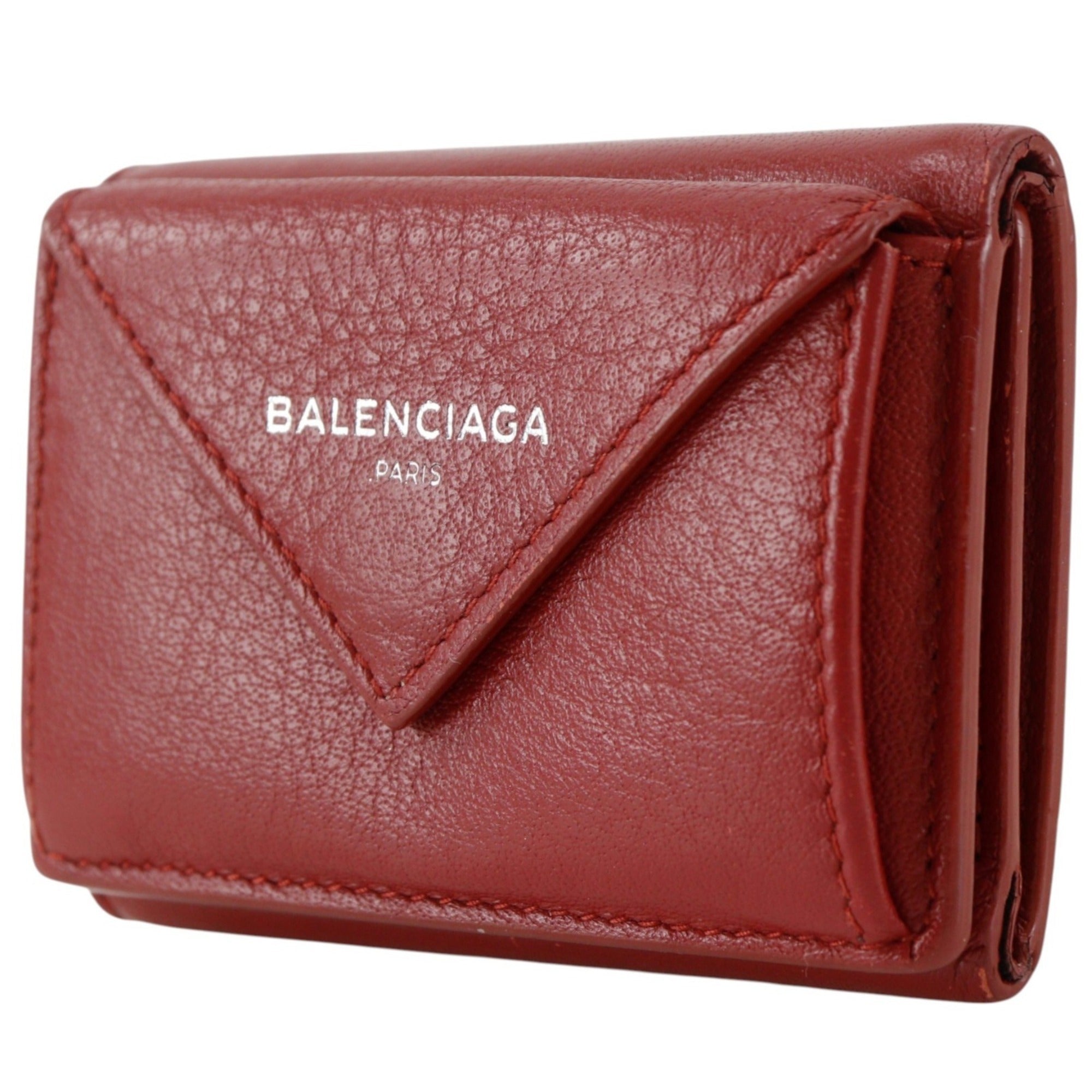 Balenciaga Red Color Leather Wallet (Tri-Fold) (Pre-Owned)