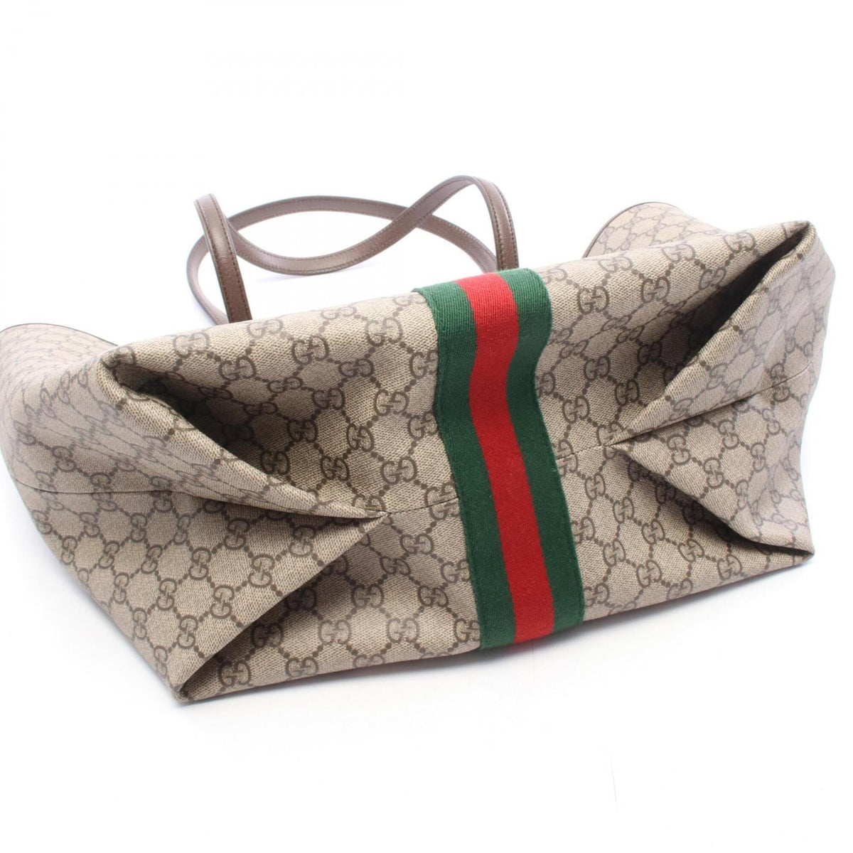 Gucci Beige Brown Multi-Color Coated Canvas Leather Handbag Tote Bag (Pre-Owned)