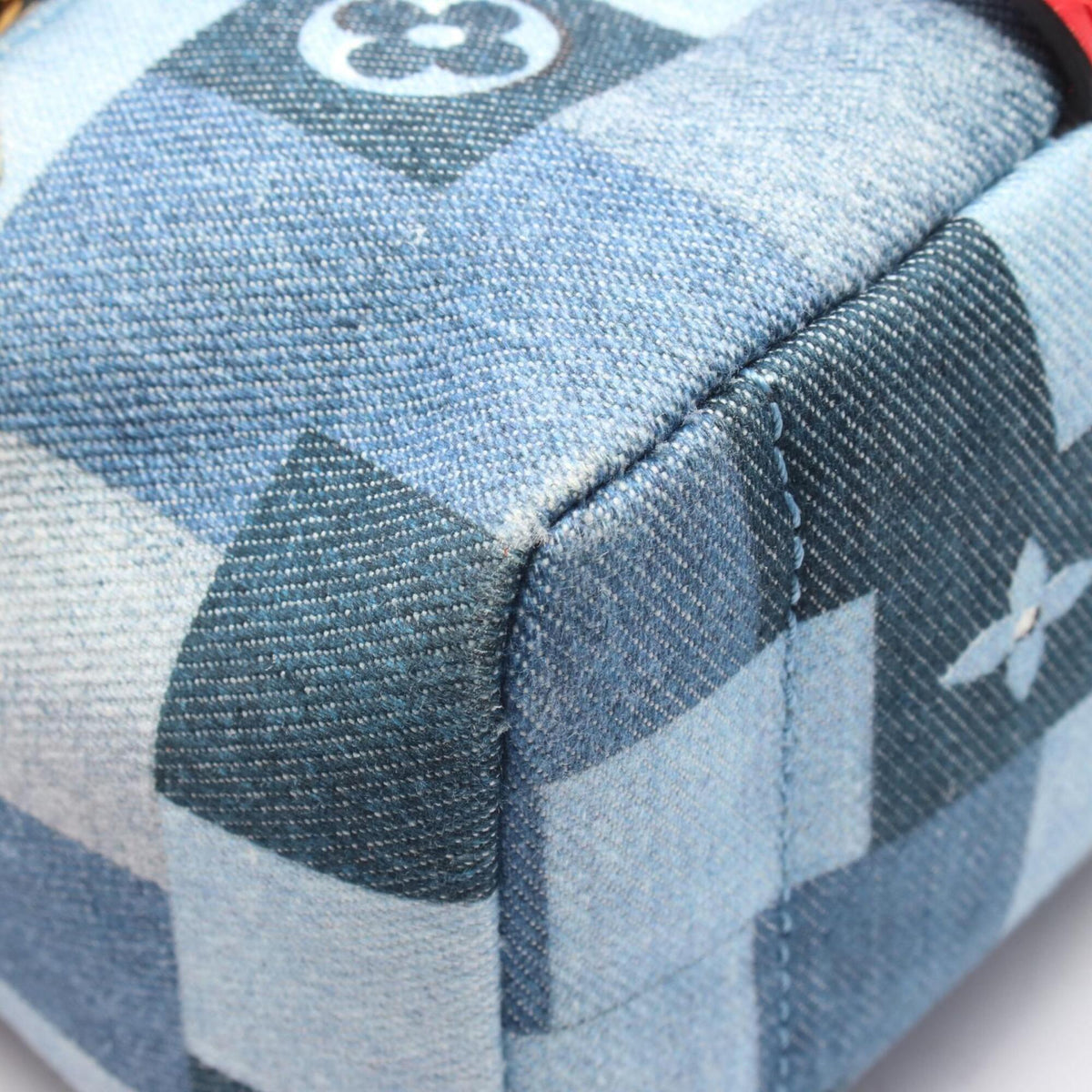 Louis Vuitton Blue Red Color Canvas Leather Backpack Handbag (Pre-Owned)