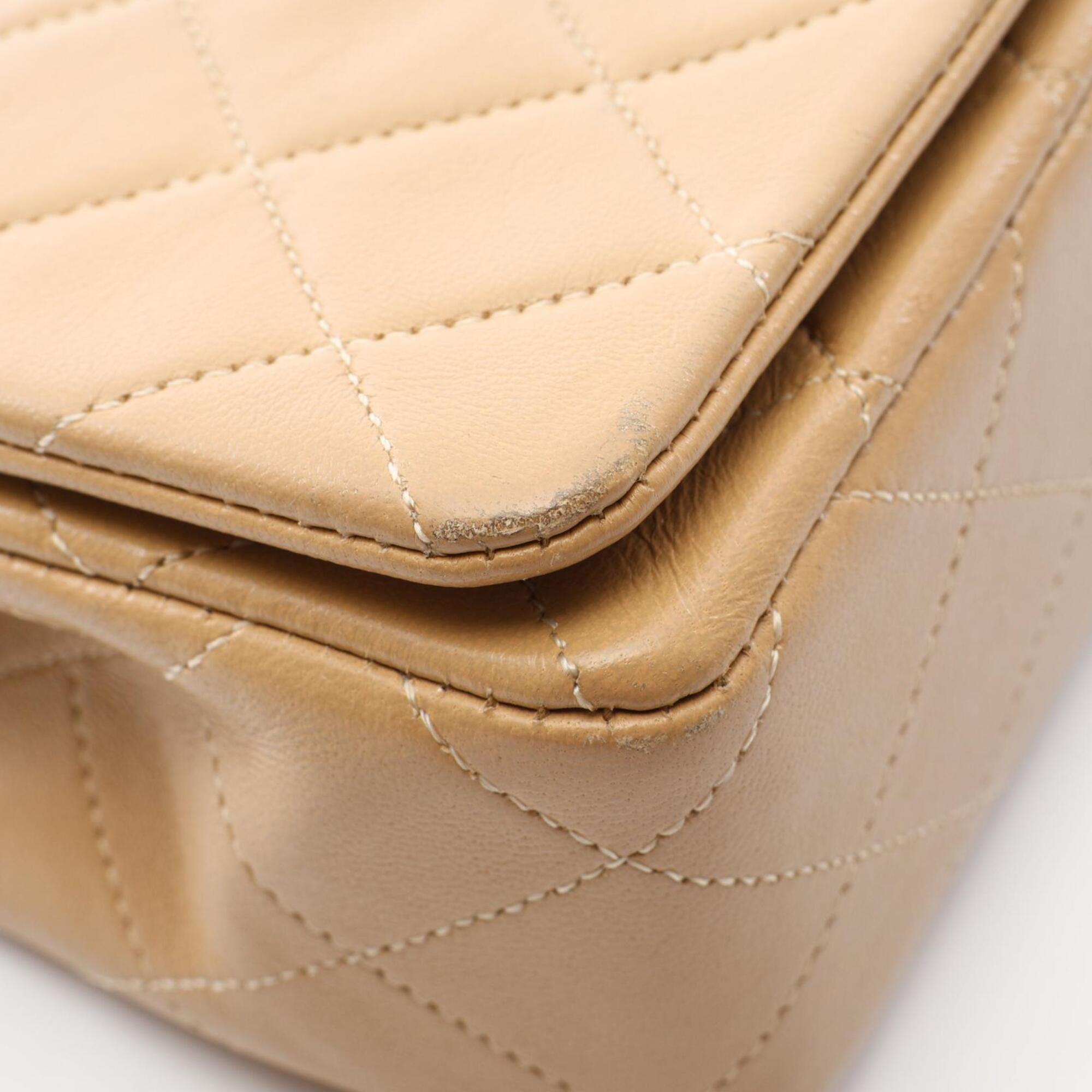 Chanel Beige Leather Handbag Shoulder Bag (Pre-Owned)