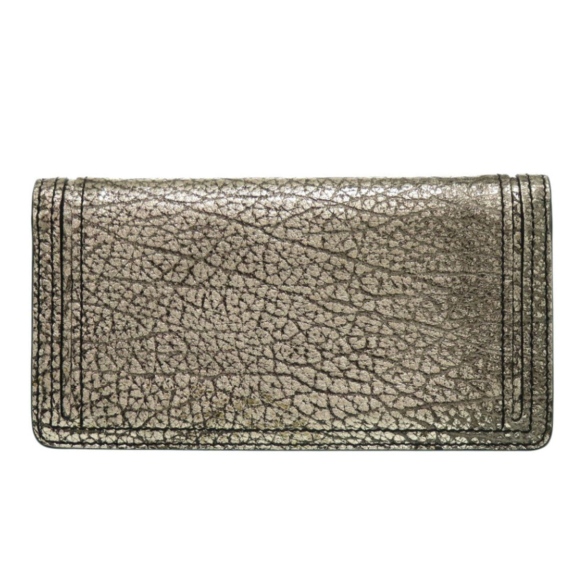 Celine Gunmetal Leather Long Wallet (Bi-Fold) (Pre-Owned)